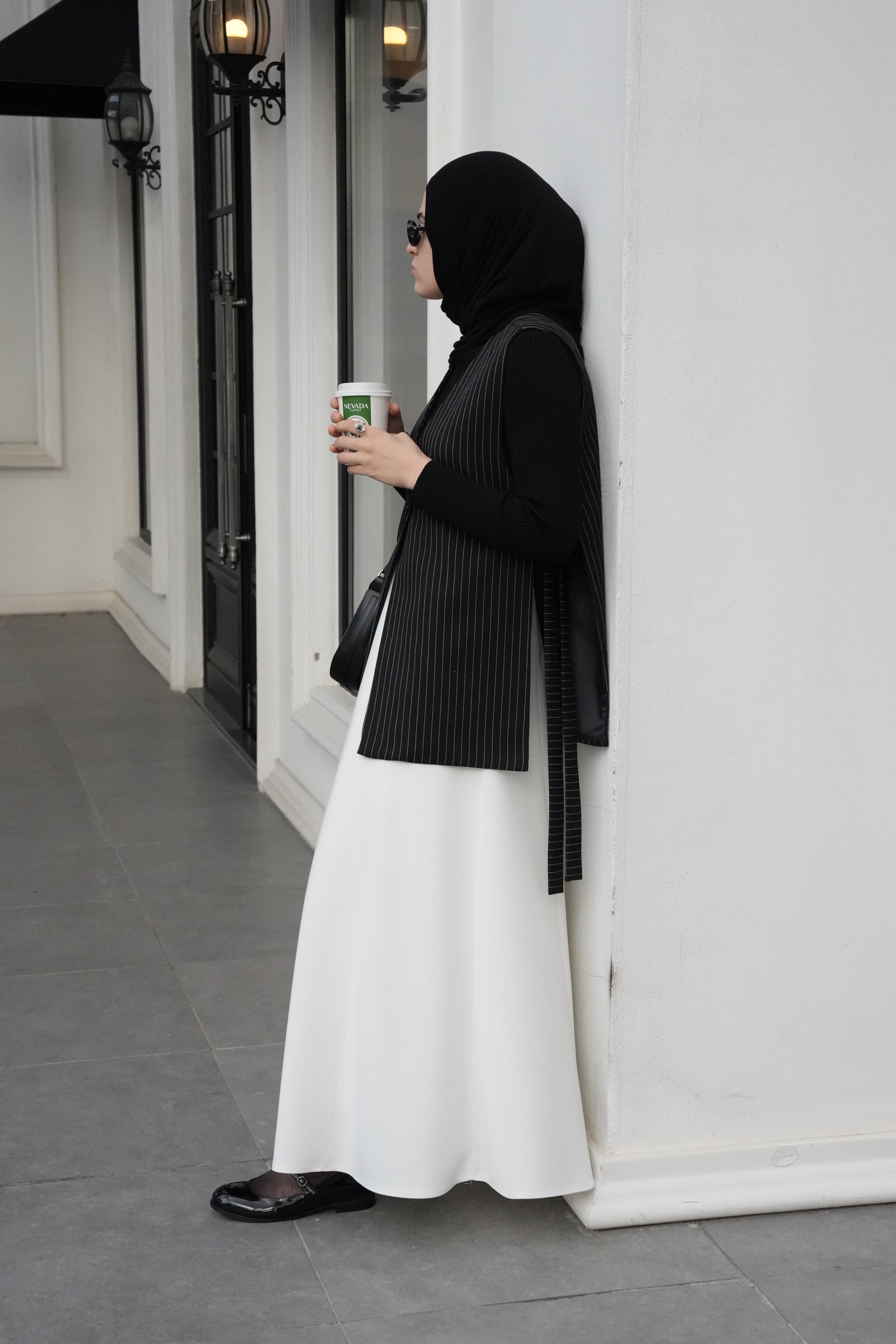 Modal Parçalı Etek Kırık Beyaz