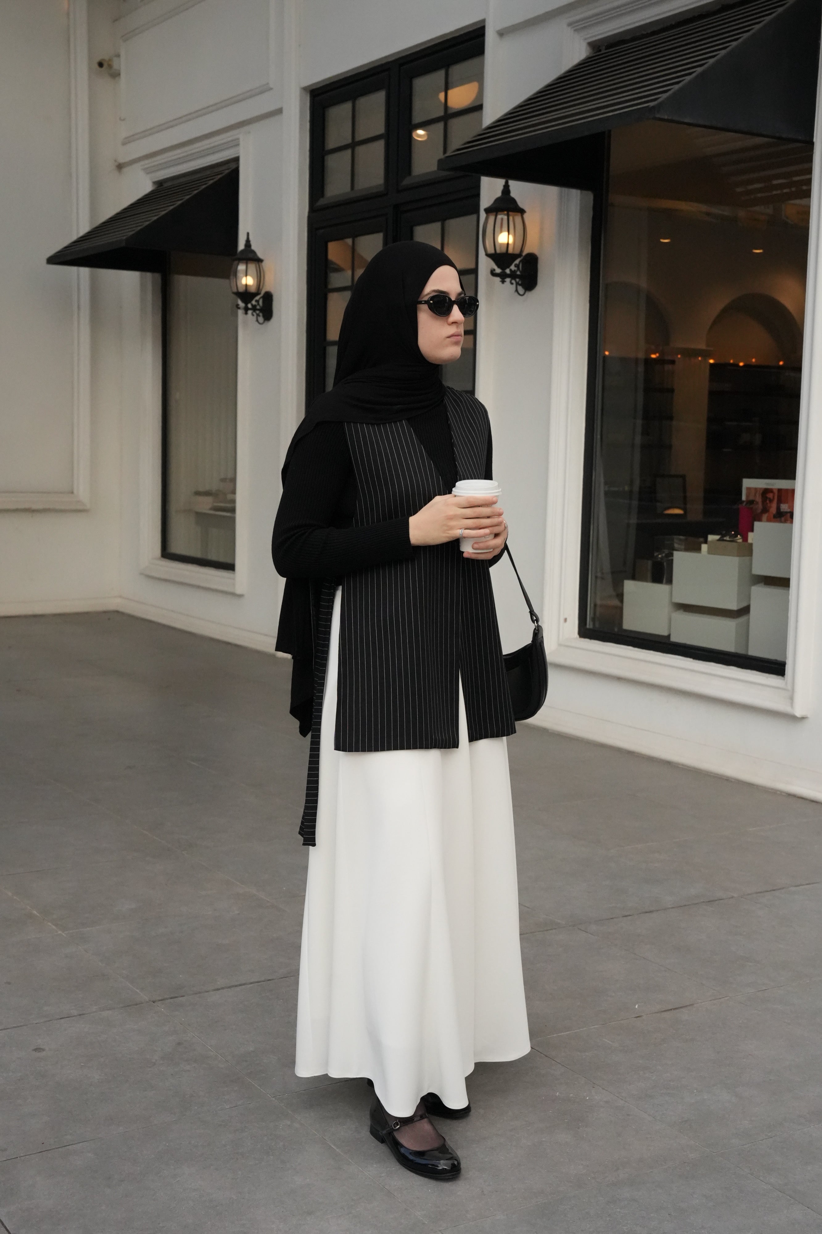 Modal Parçalı Etek Kırık Beyaz