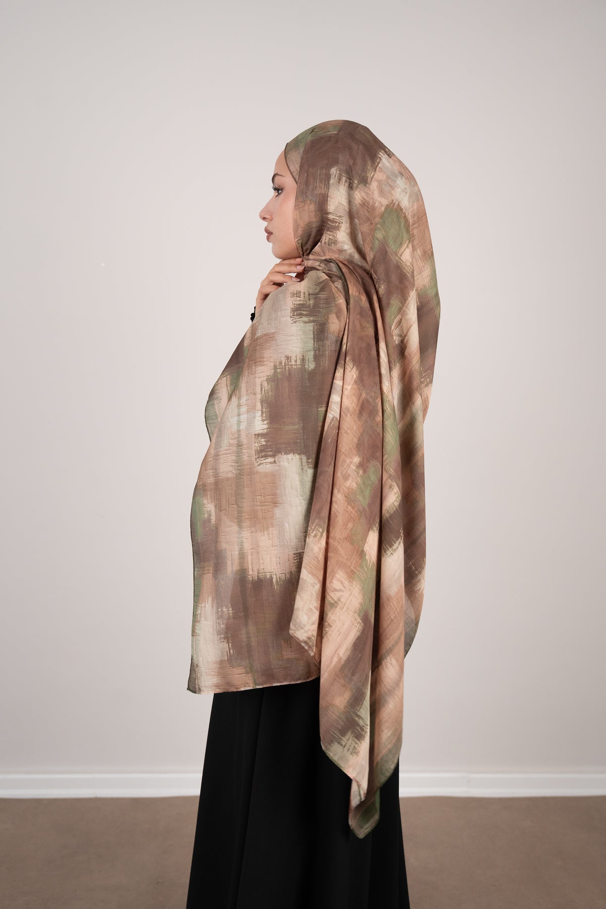 Floral Line Çift Taraflı Şal YEŞİL