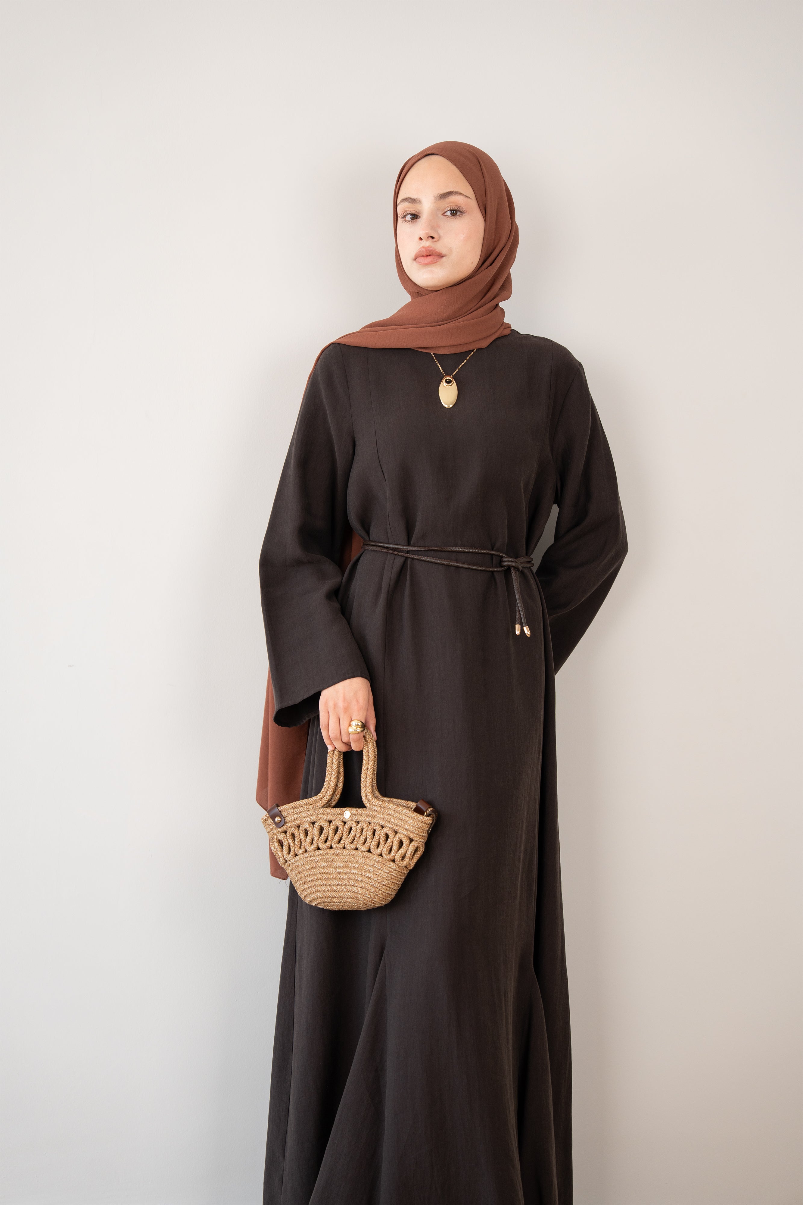 Godeli Modal Elbise KAHVERENGİ