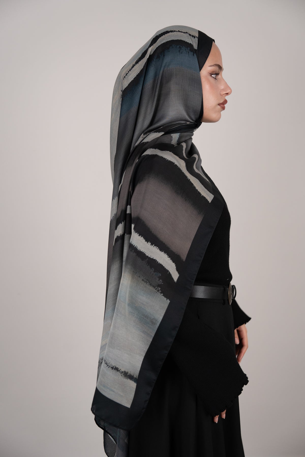 Mystic Lines Çift Taraflı Şal FÜME