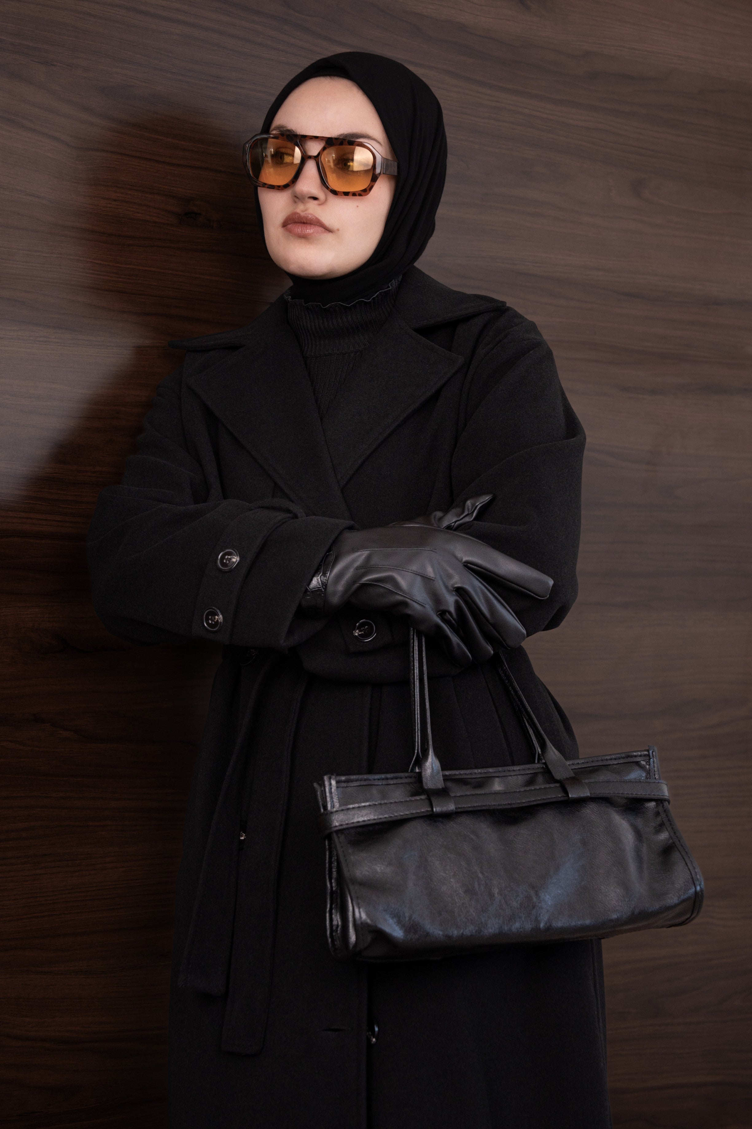 Premium Kaşe Trenç Kaban Siyah