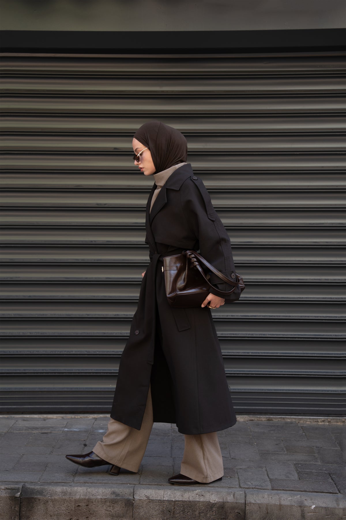Premium Oversize Trençkot Kahverengi