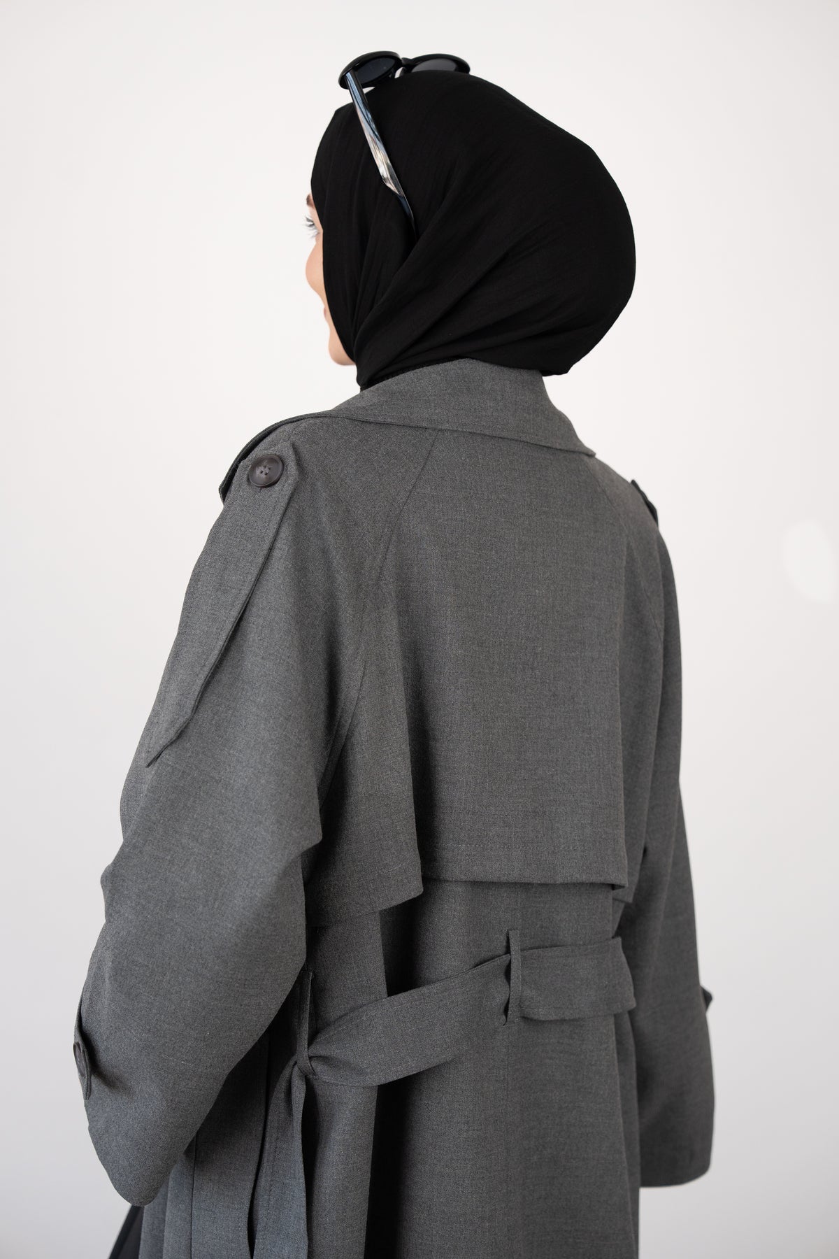 Premium Oversize Trençkot Gri