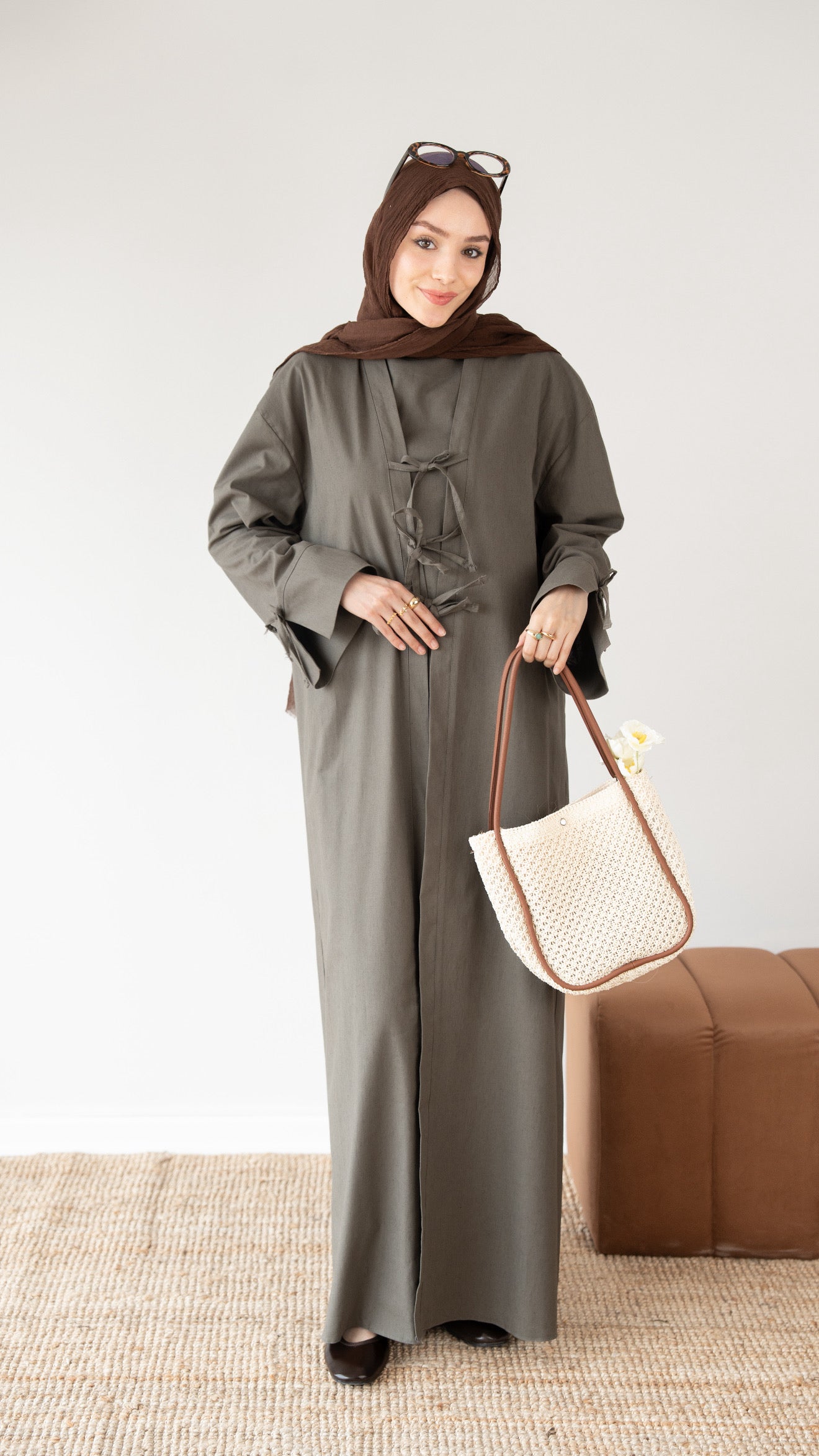 Keten Kimono İkili Takım YEŞİL