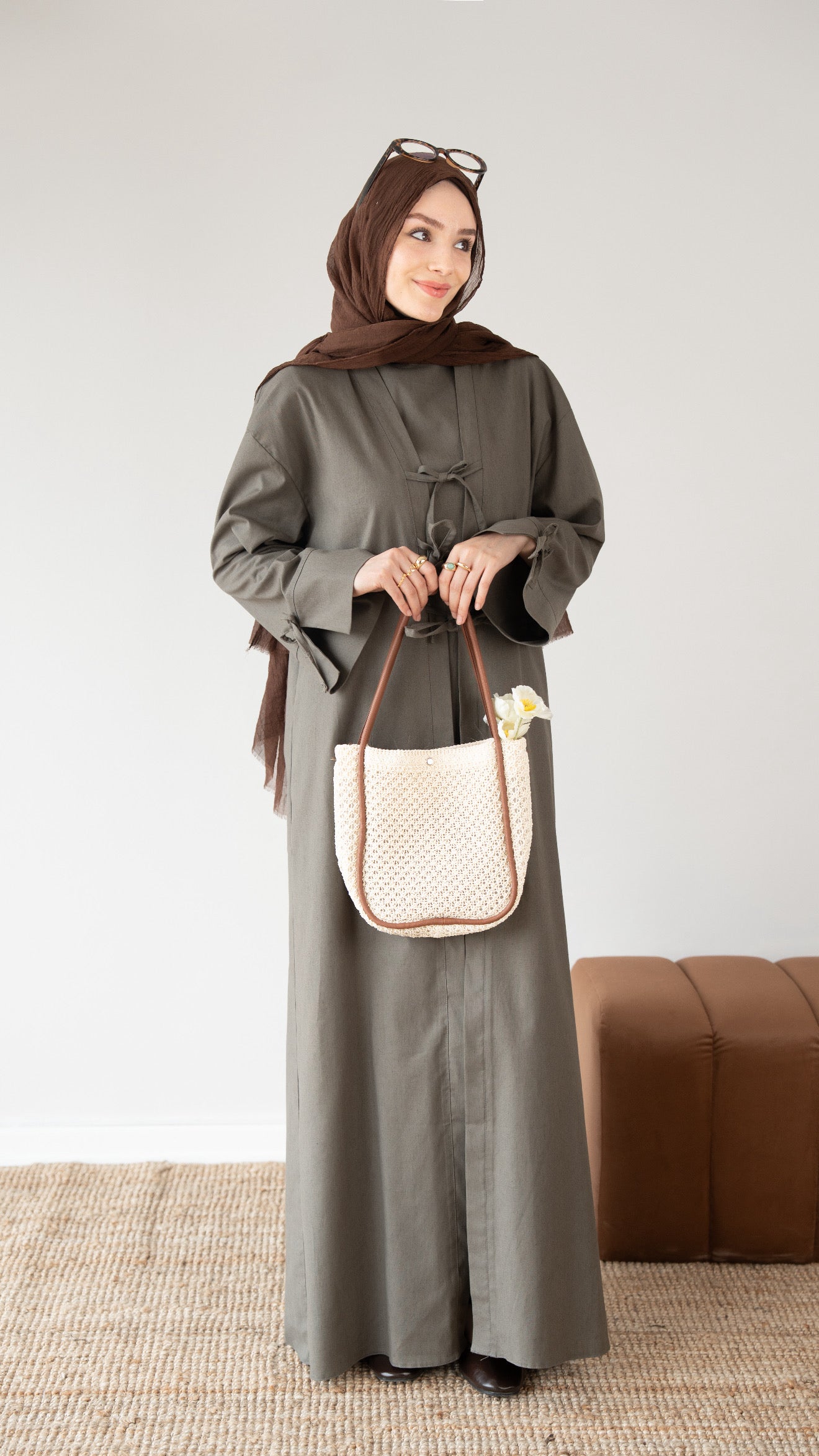 Keten Kimono İkili Takım YEŞİL