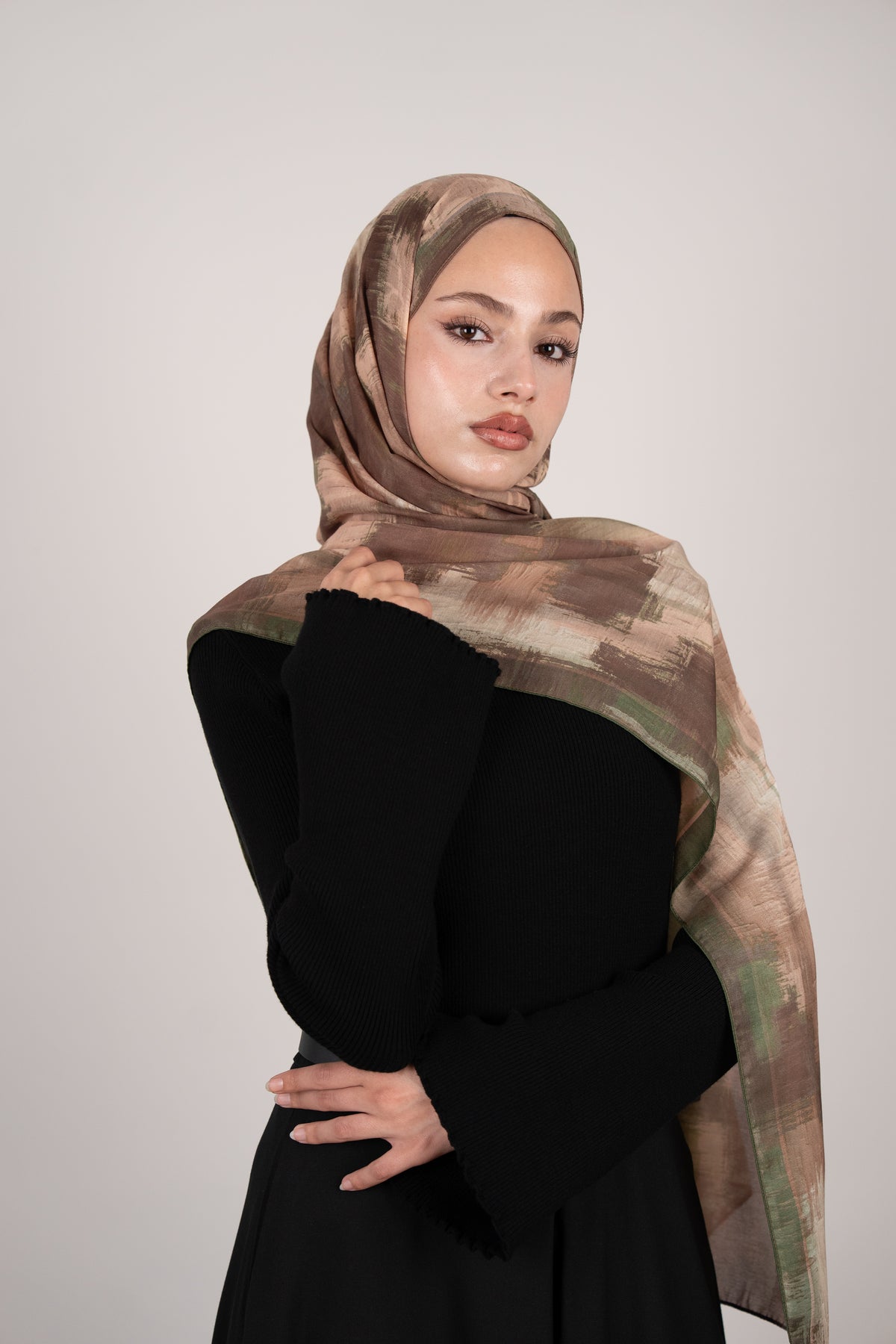Floral Line Çift Taraflı Şal YEŞİL