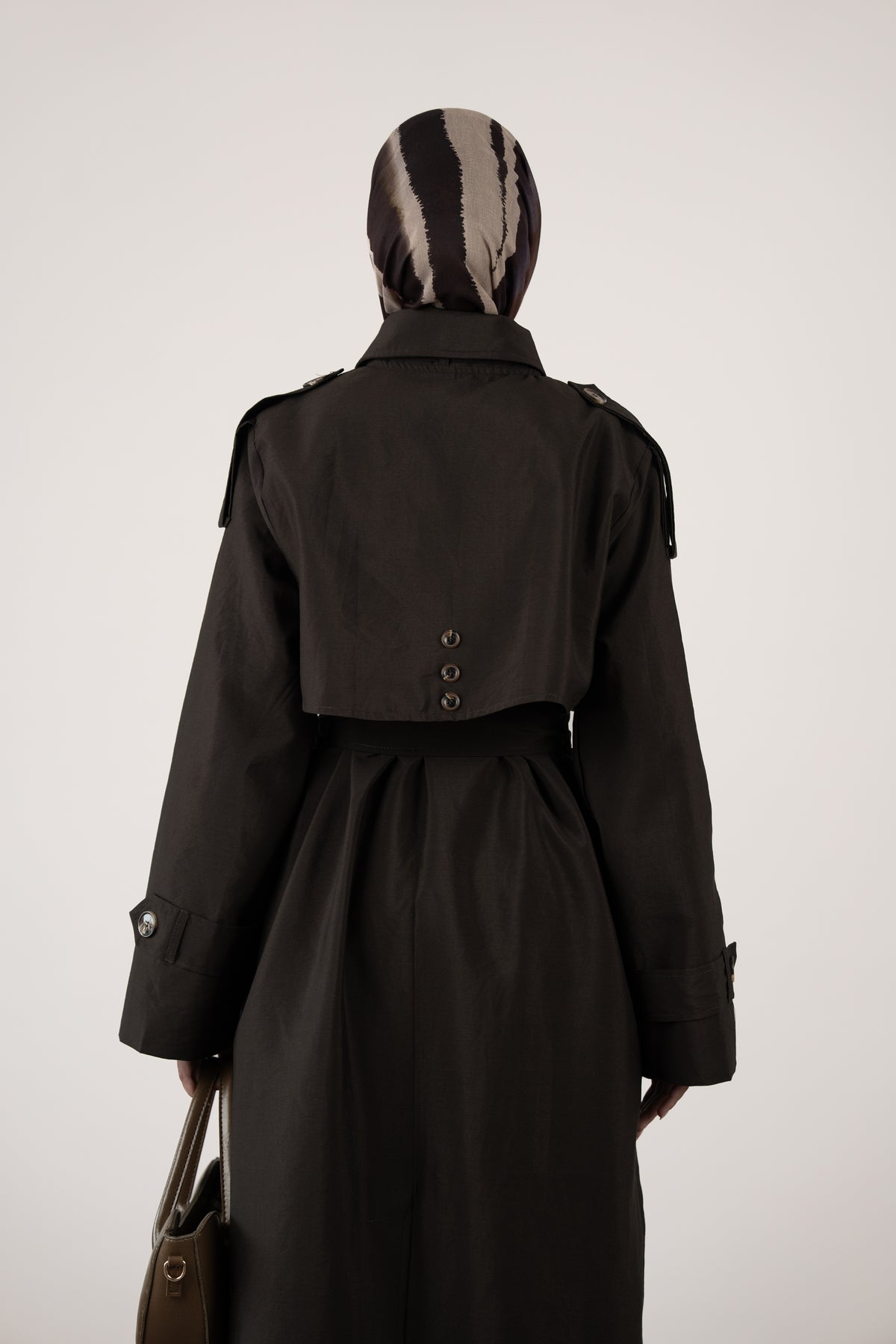 Düğme Detaylı Oversize Trençkot Kahverengi