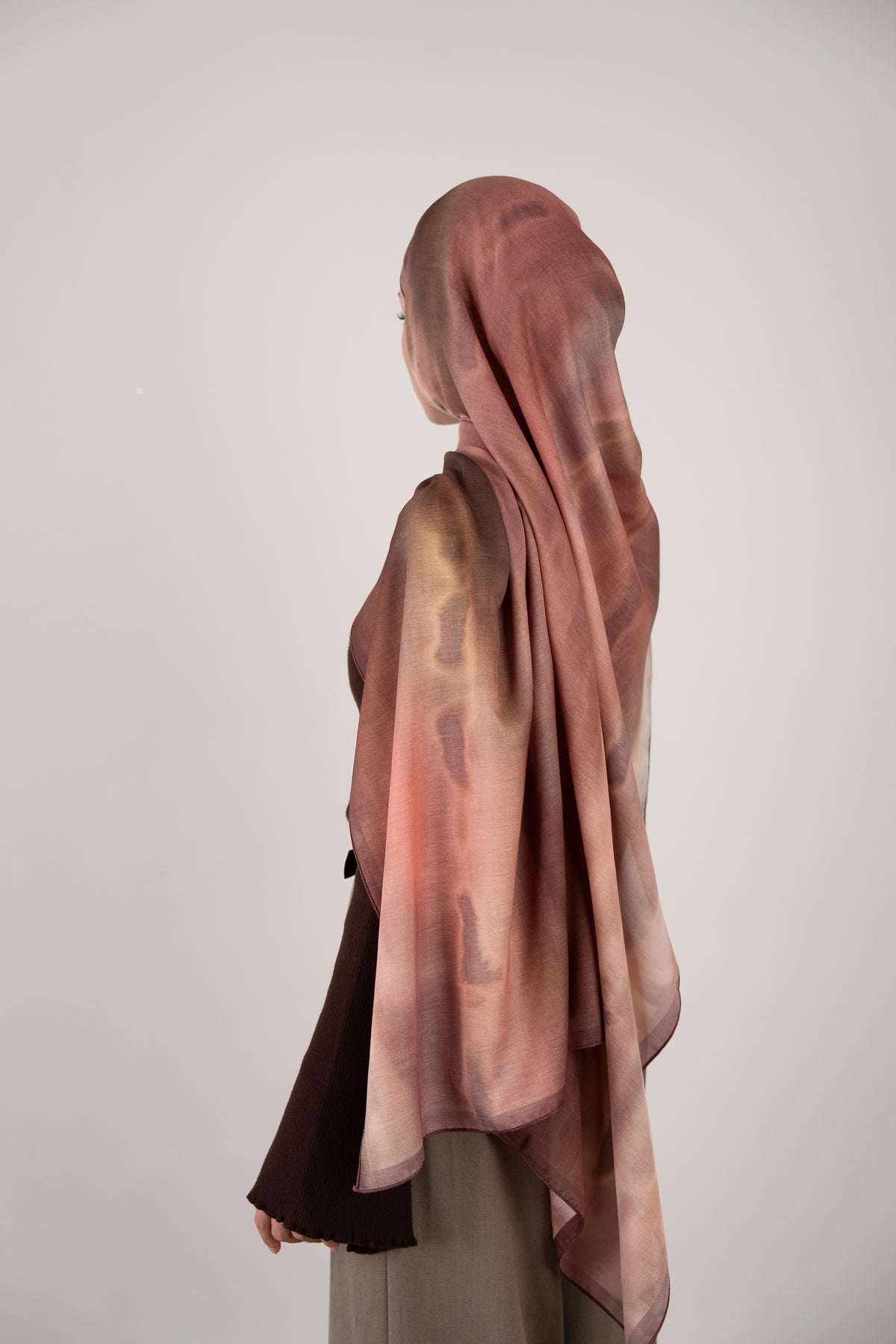 Abstract Flow Çift Taraflı Şal Soft Pembe