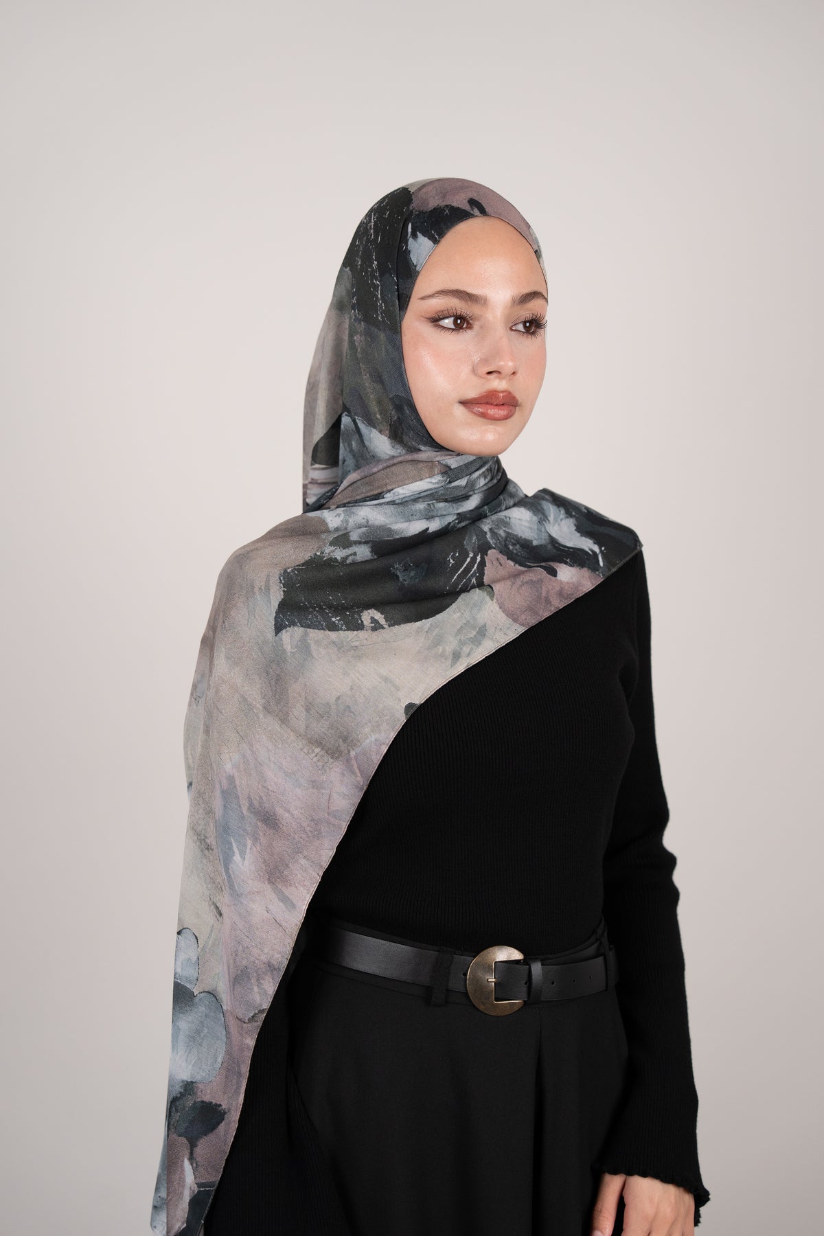 Flora Reverie Çift Taraflı Şal Gümüş