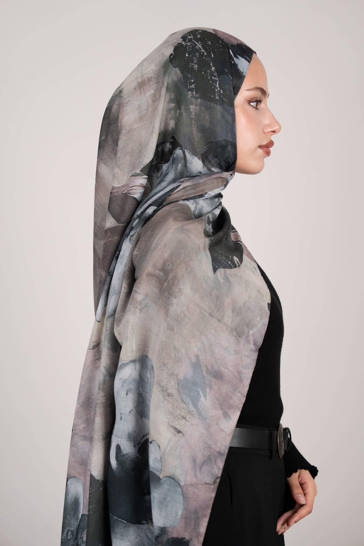 Flora Reverie Çift Taraflı Şal Gümüş