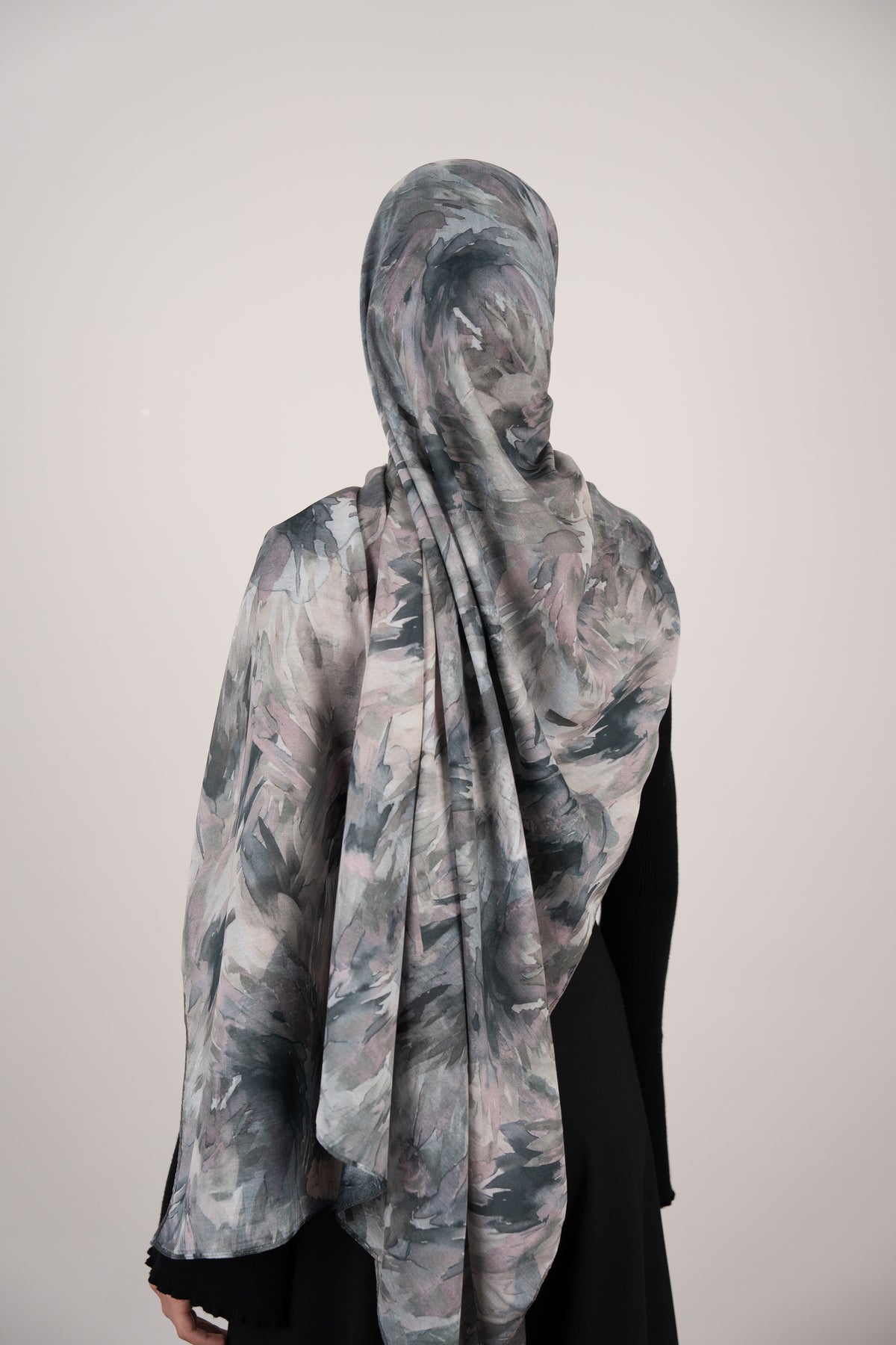 Flora Reverie Çift Taraflı Şal Gümüş