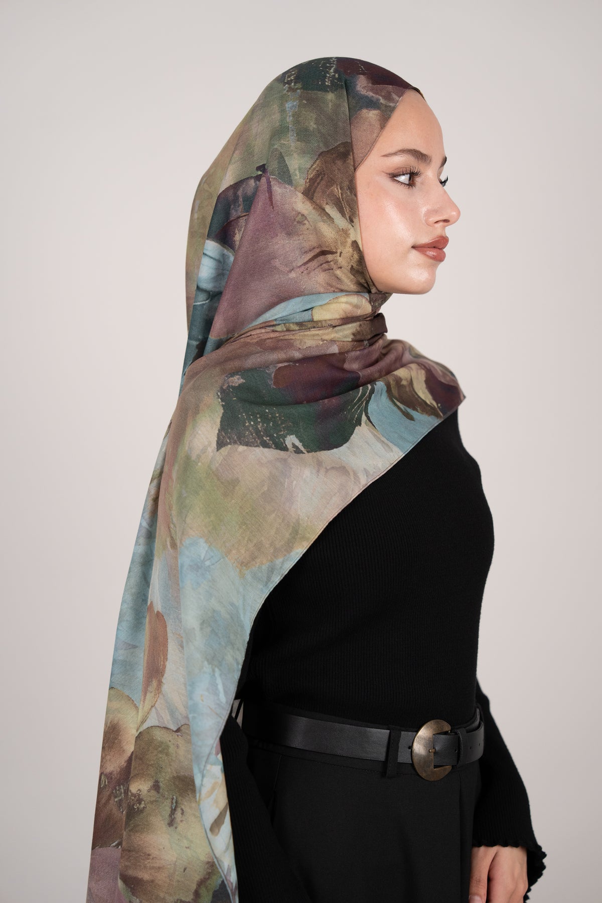 Flora Reverie Çift Taraflı Şal TURKUAZ