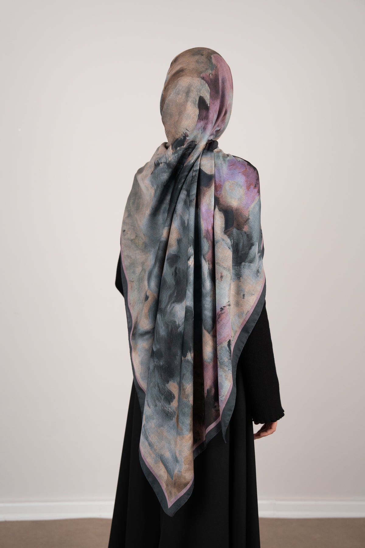 Floral Dots Çift Taraflı Şal GRİ
