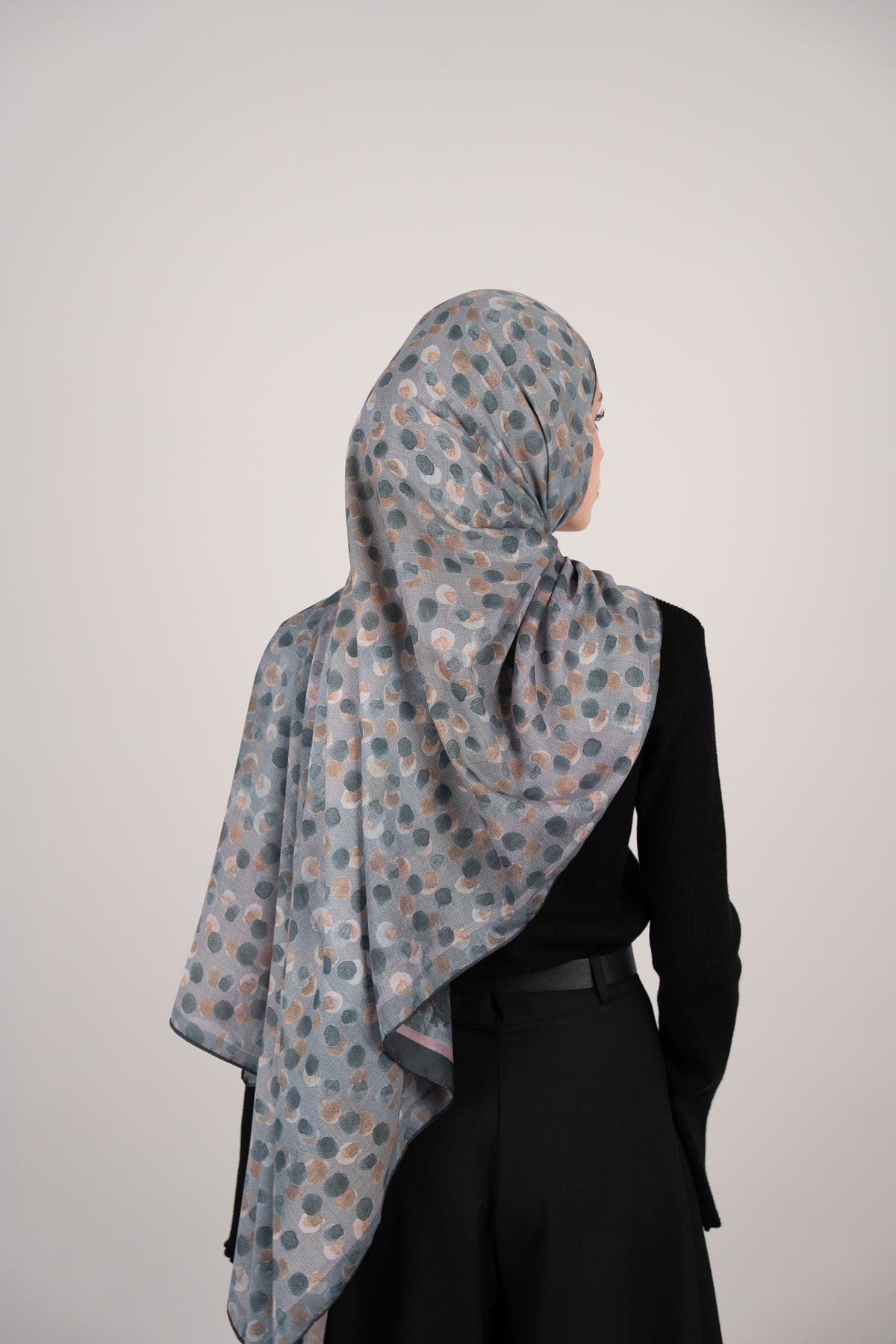 Floral Dots Çift Taraflı Şal GRİ