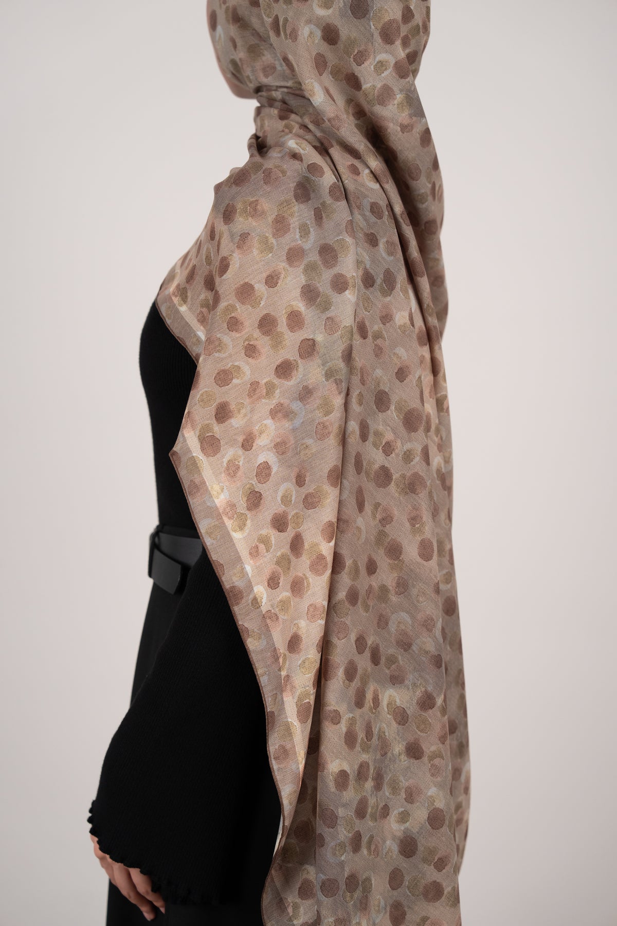 Floral Dots Çift Taraflı Şal KAHVERENGİ