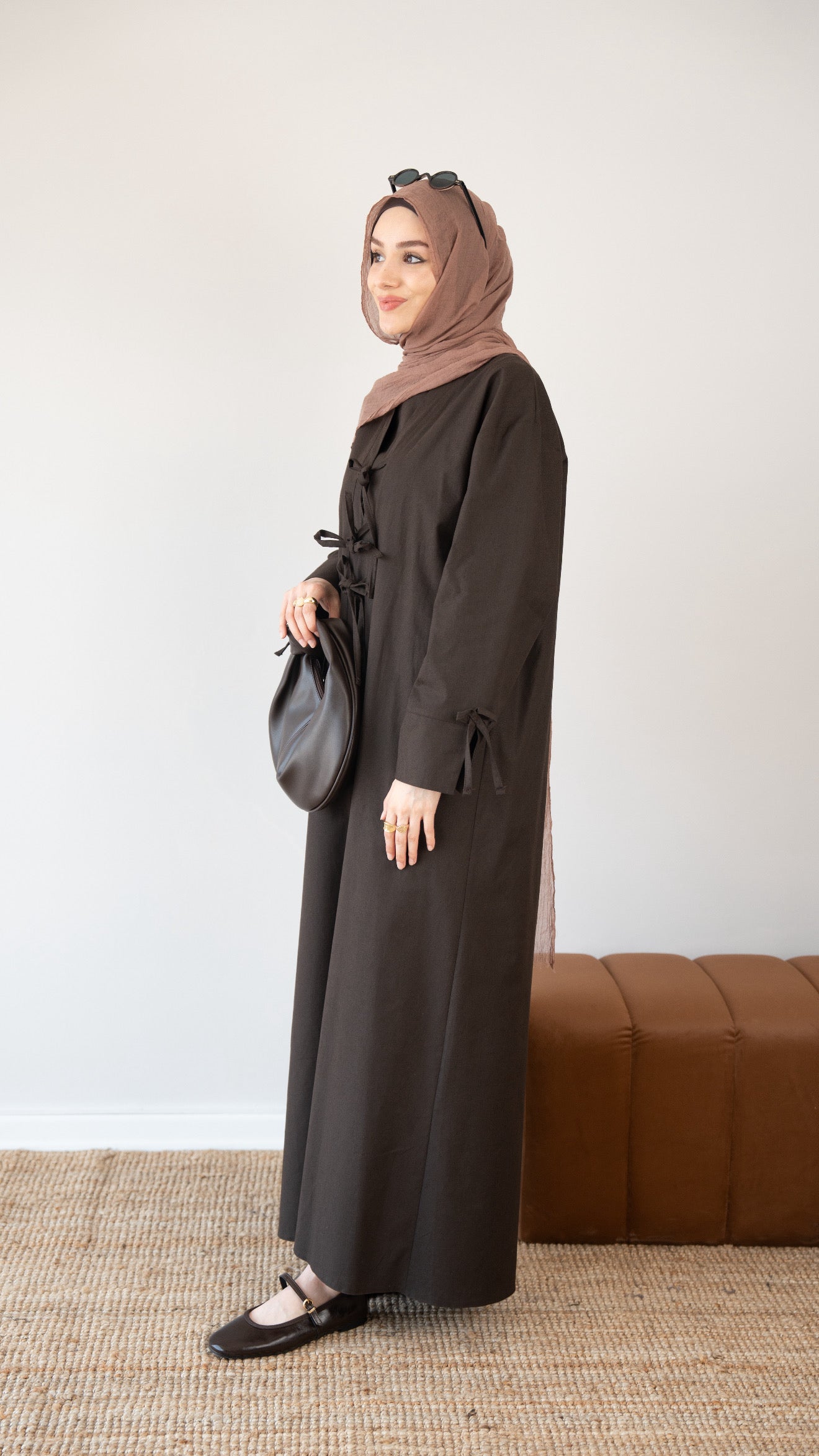 Keten Kimono İkili Takım KAHVERENGİ