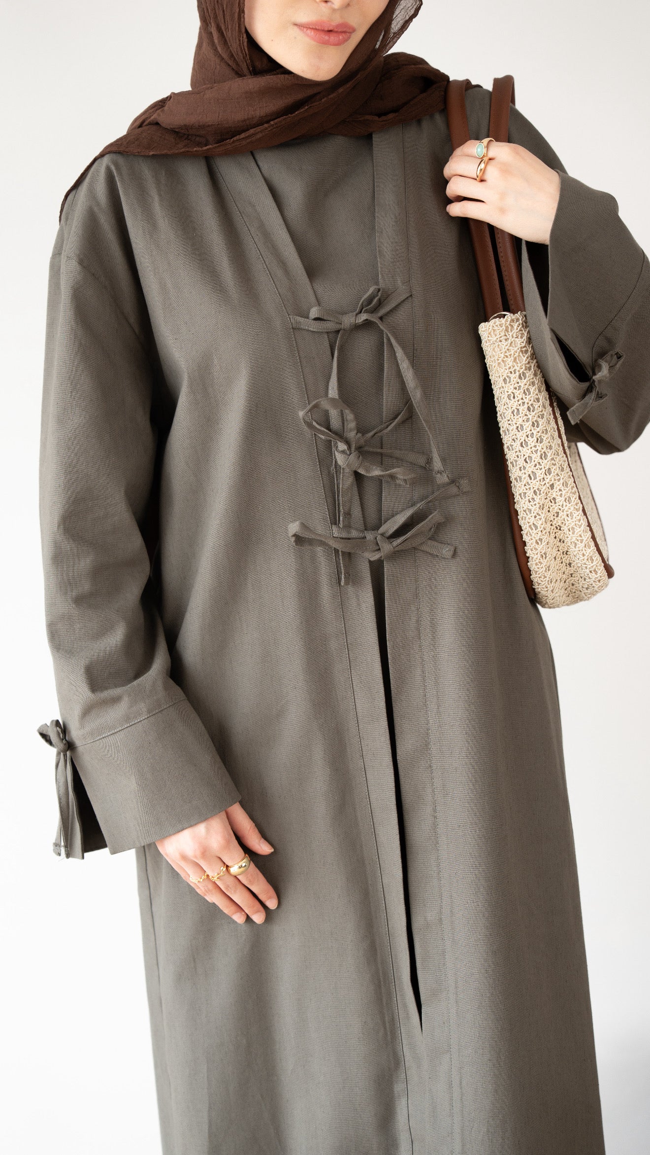 Keten Kimono İkili Takım YEŞİL