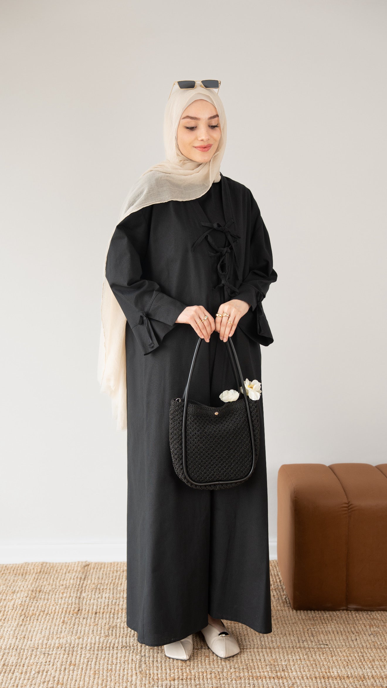 Keten Kimono İkili Takım SİYAH