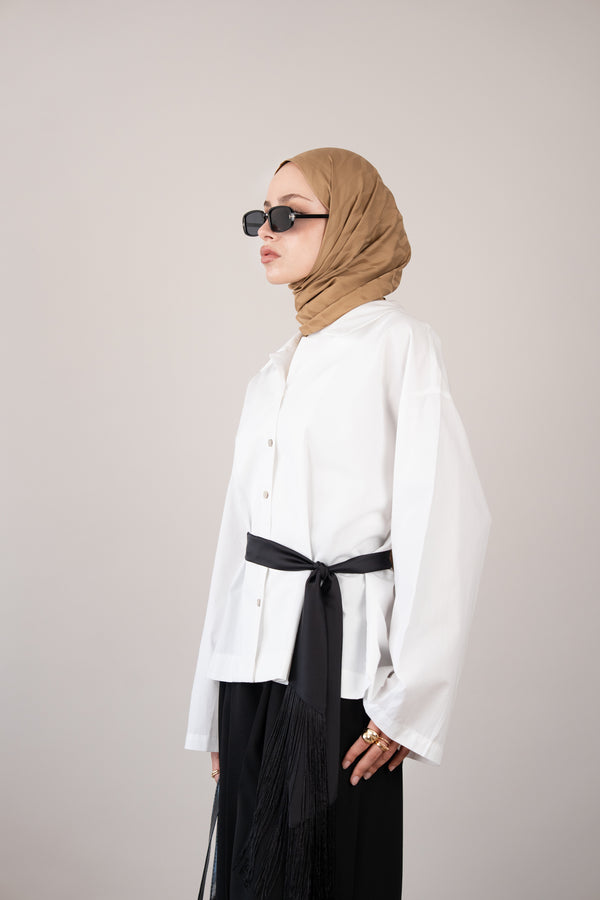 Pat Detaylı Oversize Gömlek BEYAZ