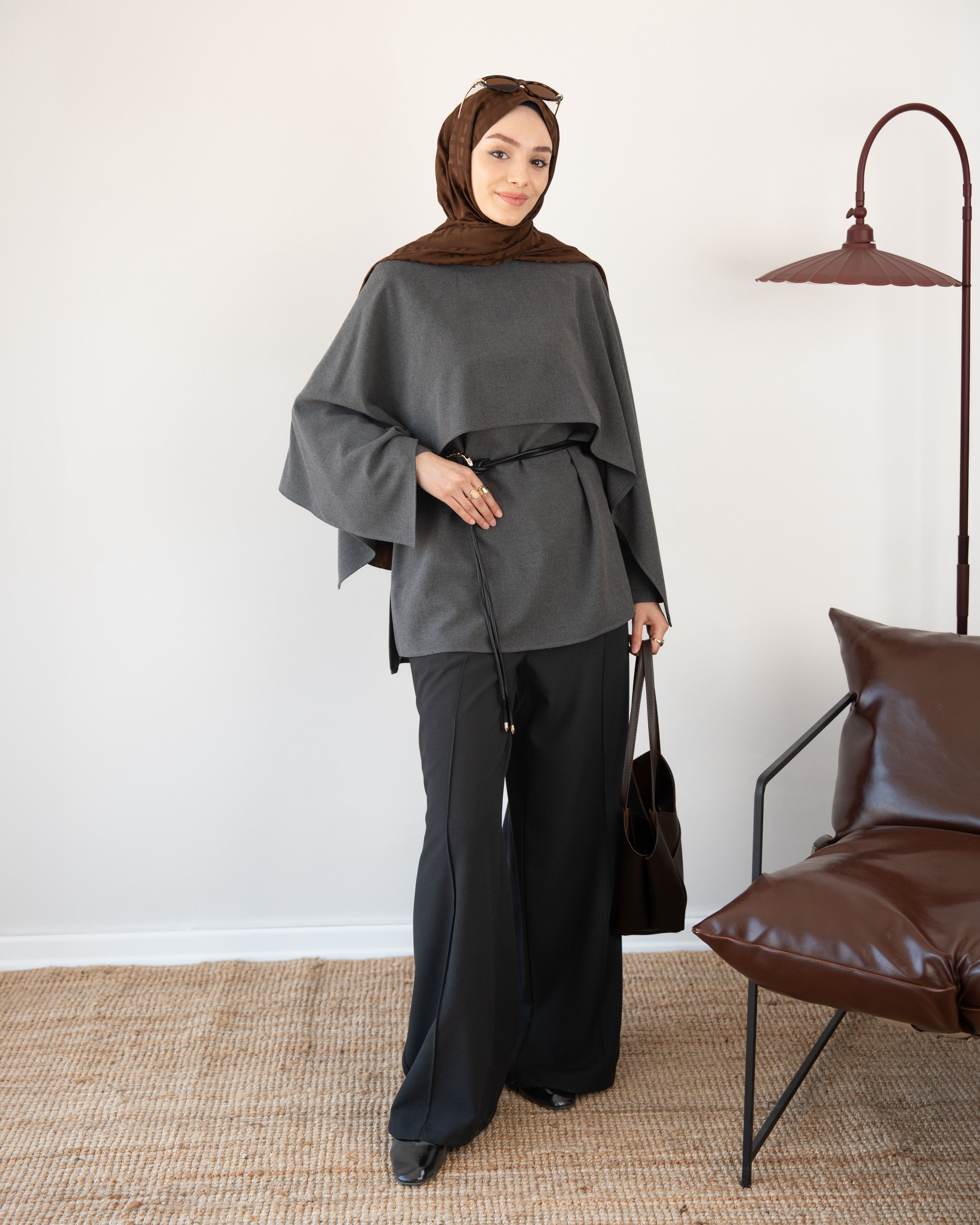 Pelerinli Tunik ANTRASİT