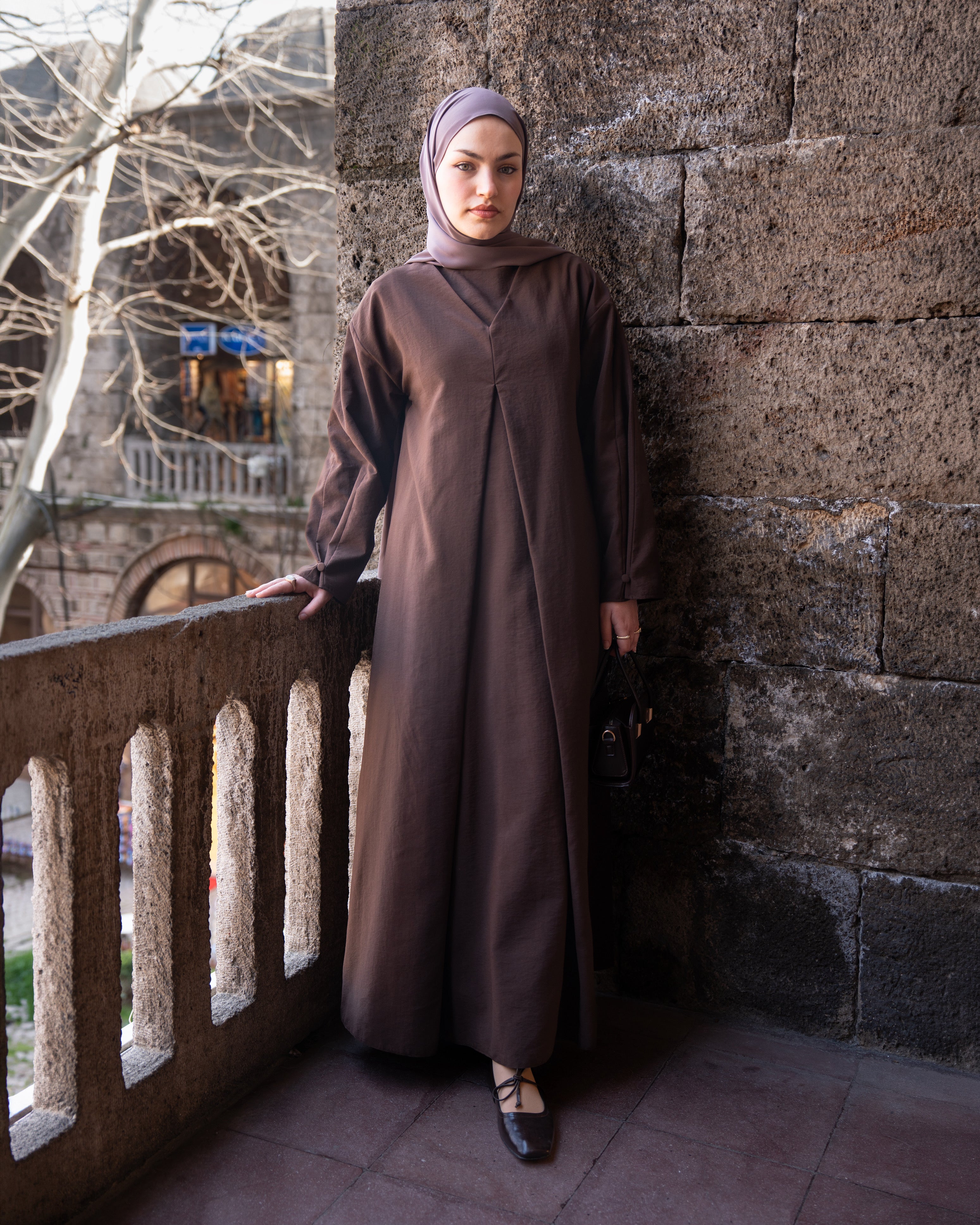 Katmanlı Elbise KAHVERENGİ