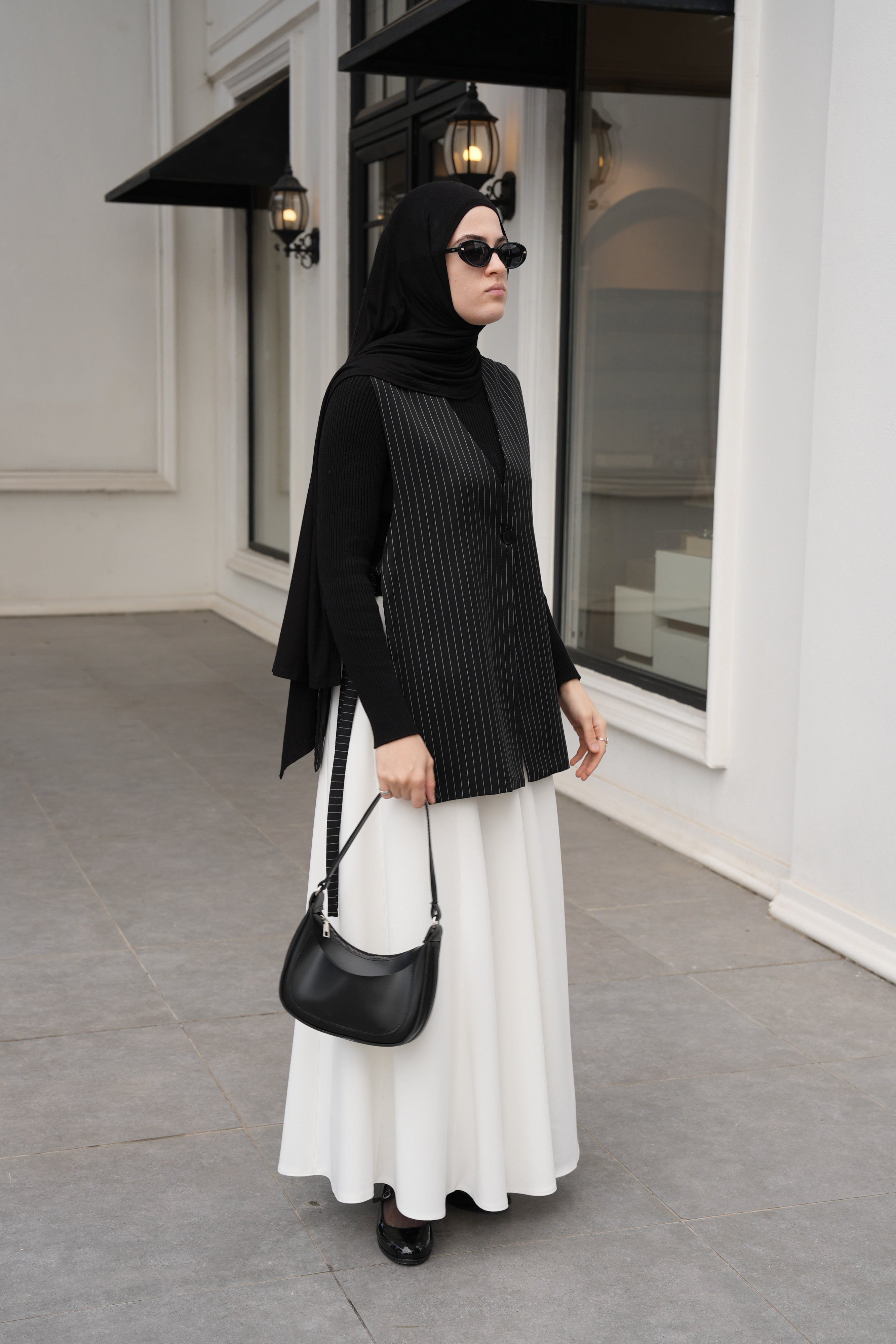 Modal Parçalı Etek Kırık Beyaz