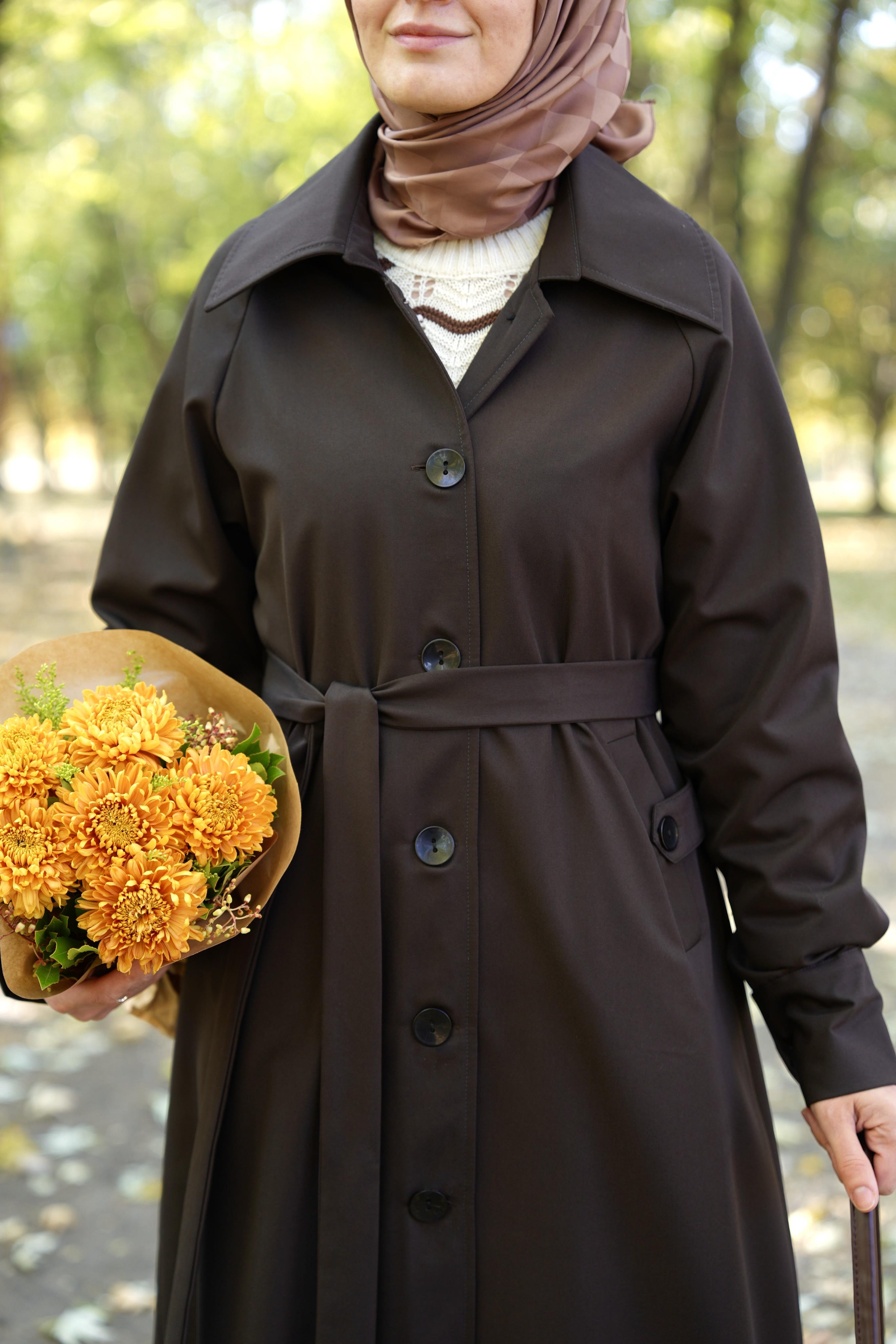 A Pileli Trençkot KAHVERENGİ