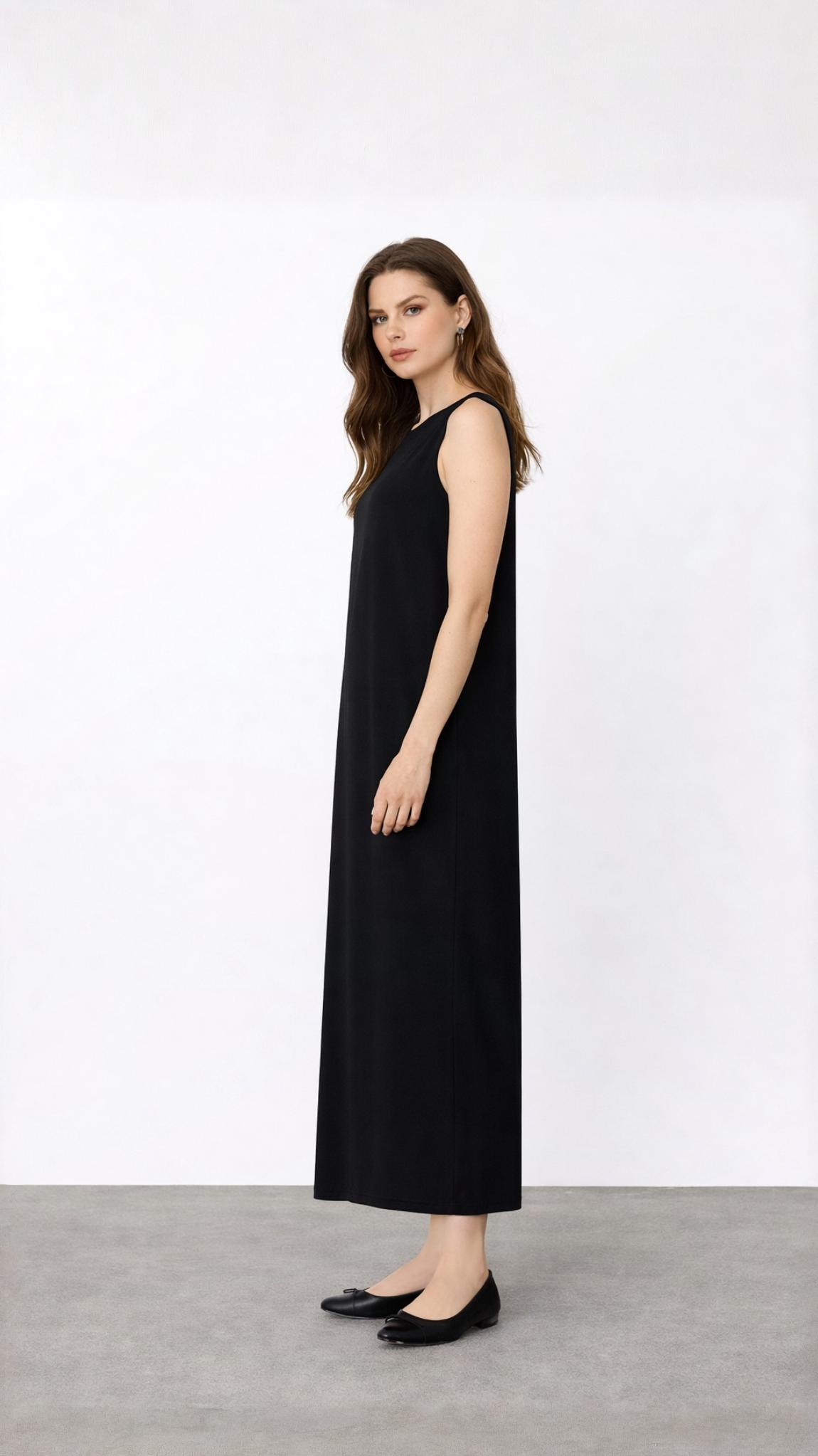 Pamuklu Uzun Elbise Astarı SİYAH