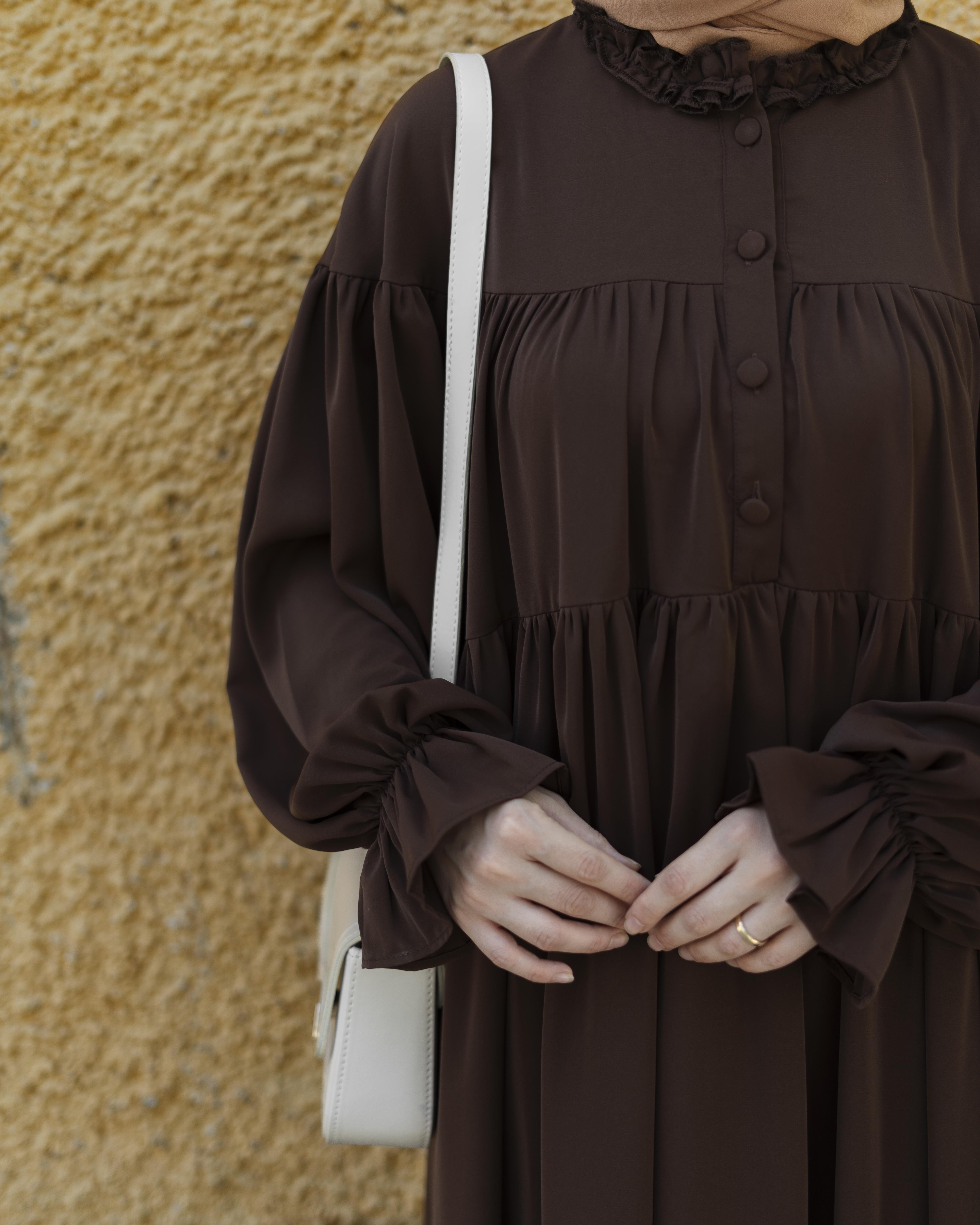 Aylina Elbise KAHVERENGİ