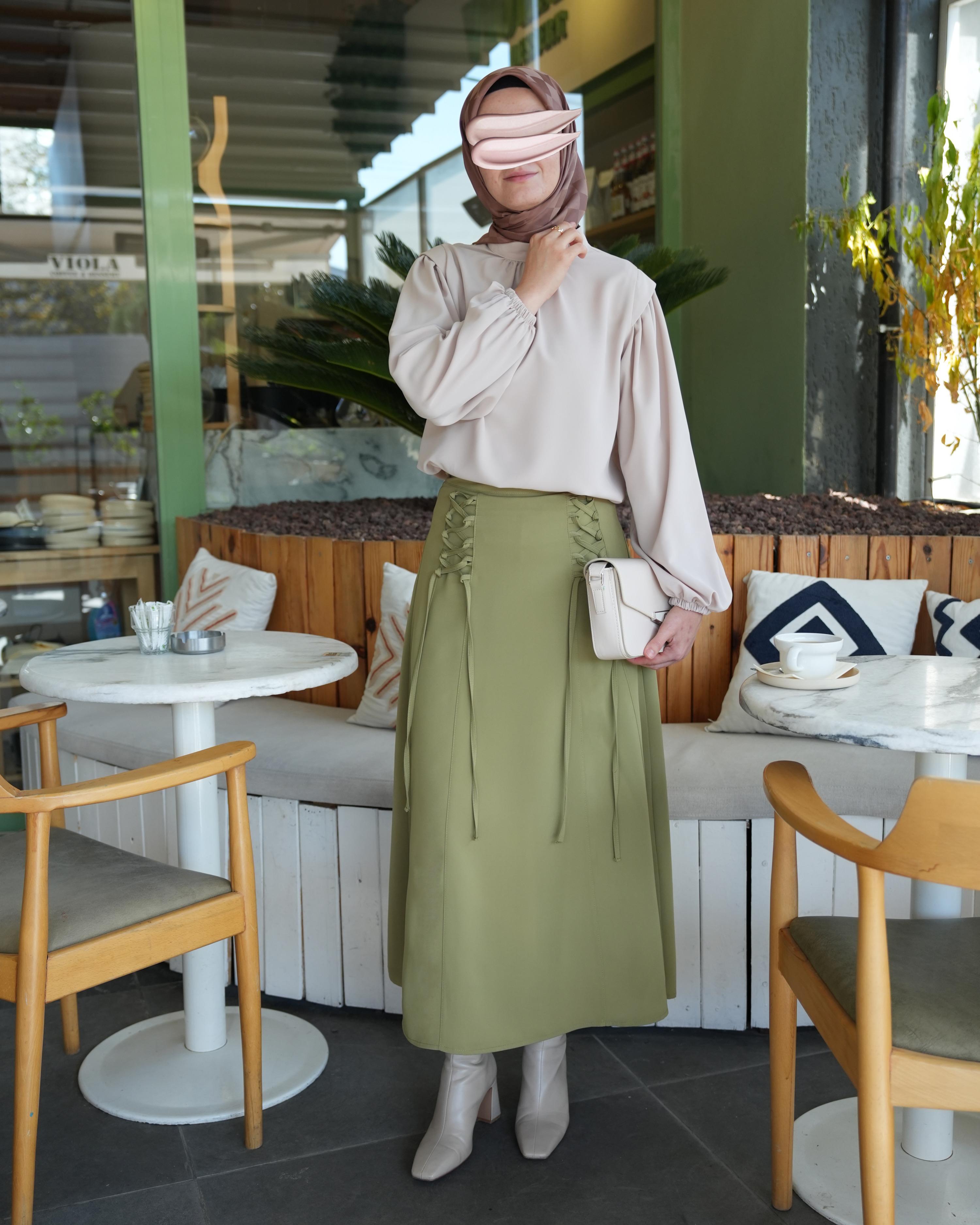 Bağcıklı Etek YAĞ YEŞİLİ