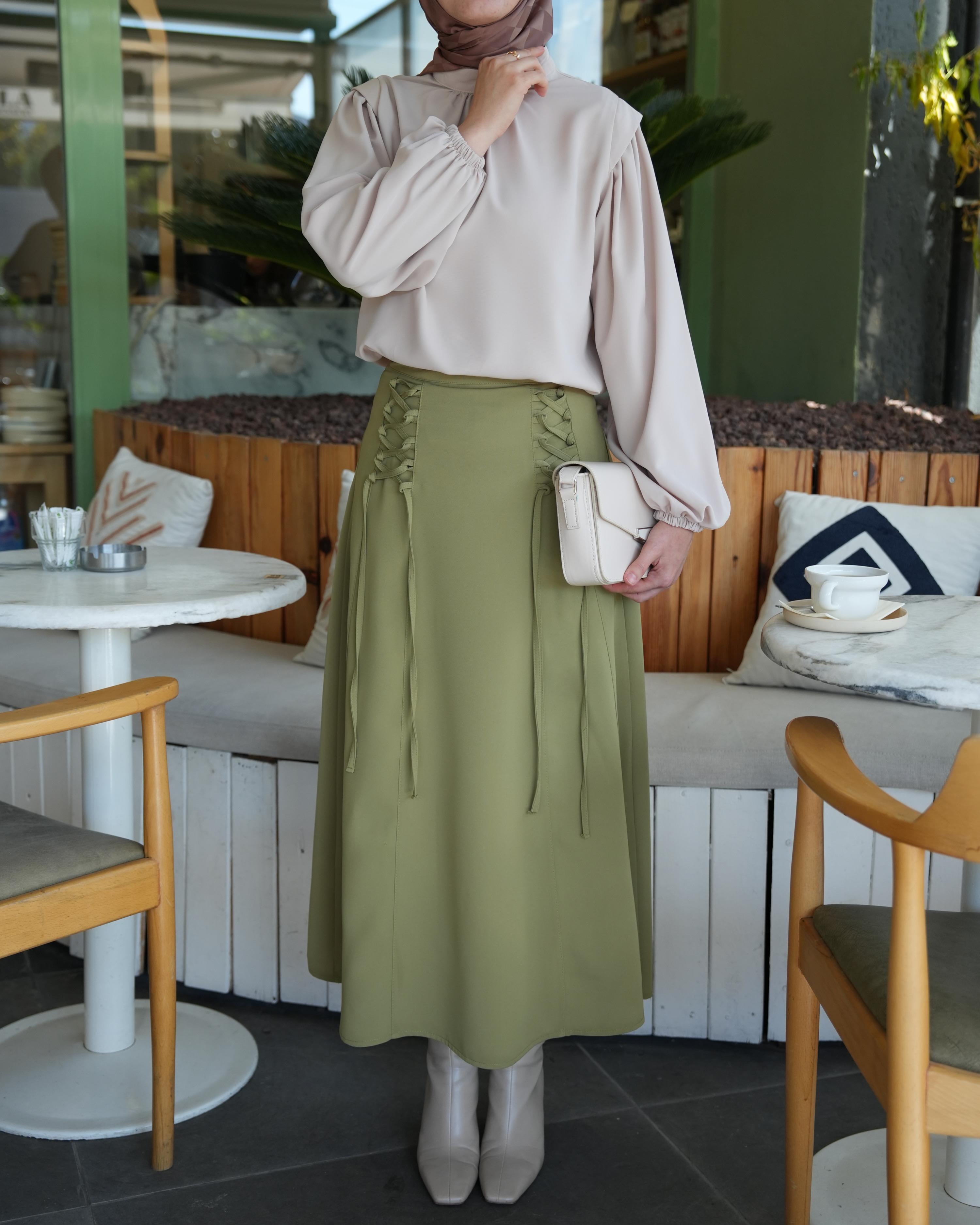 Bağcıklı Etek YAĞ YEŞİLİ