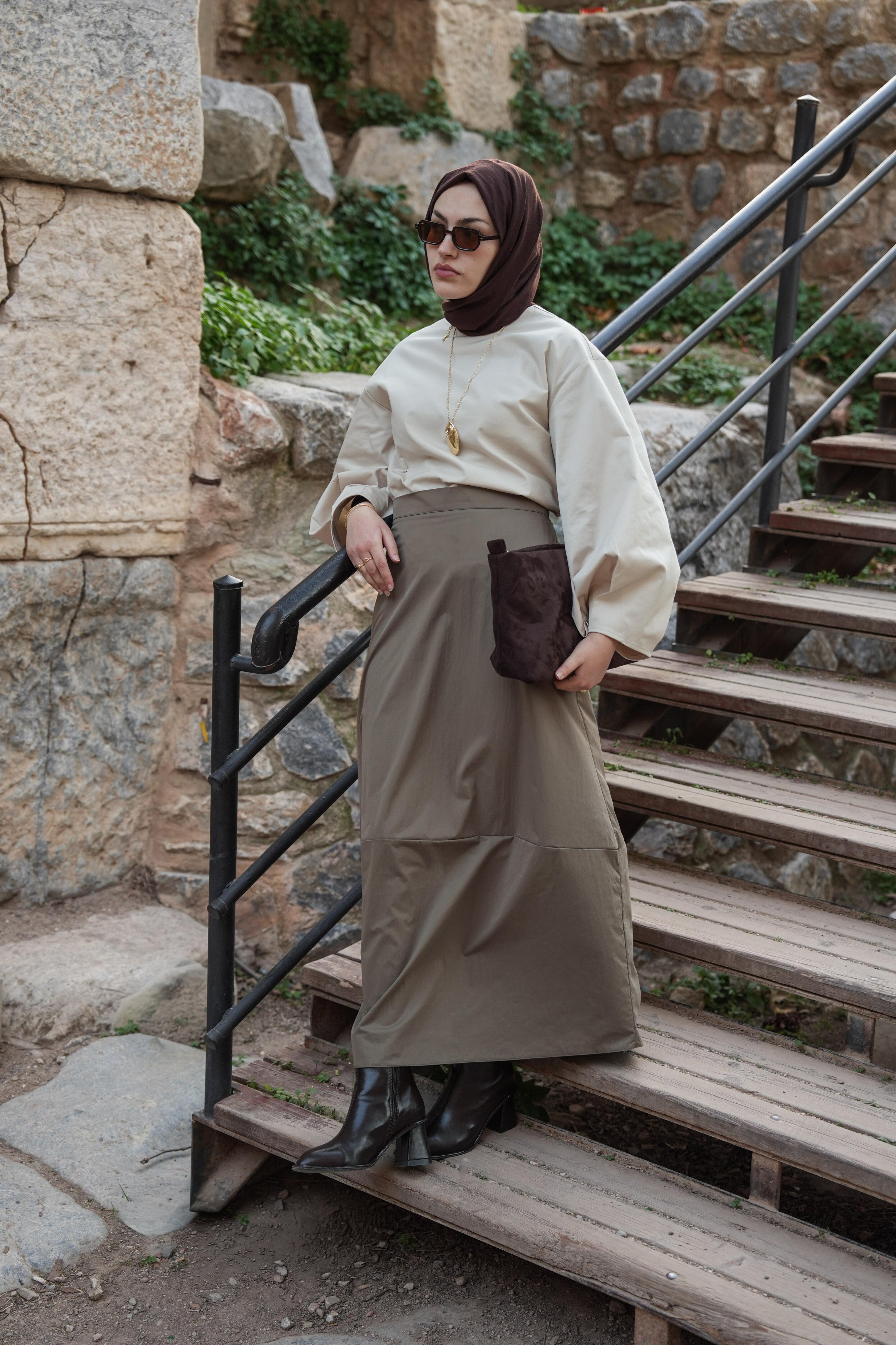 Basıc Etek Açık Haki