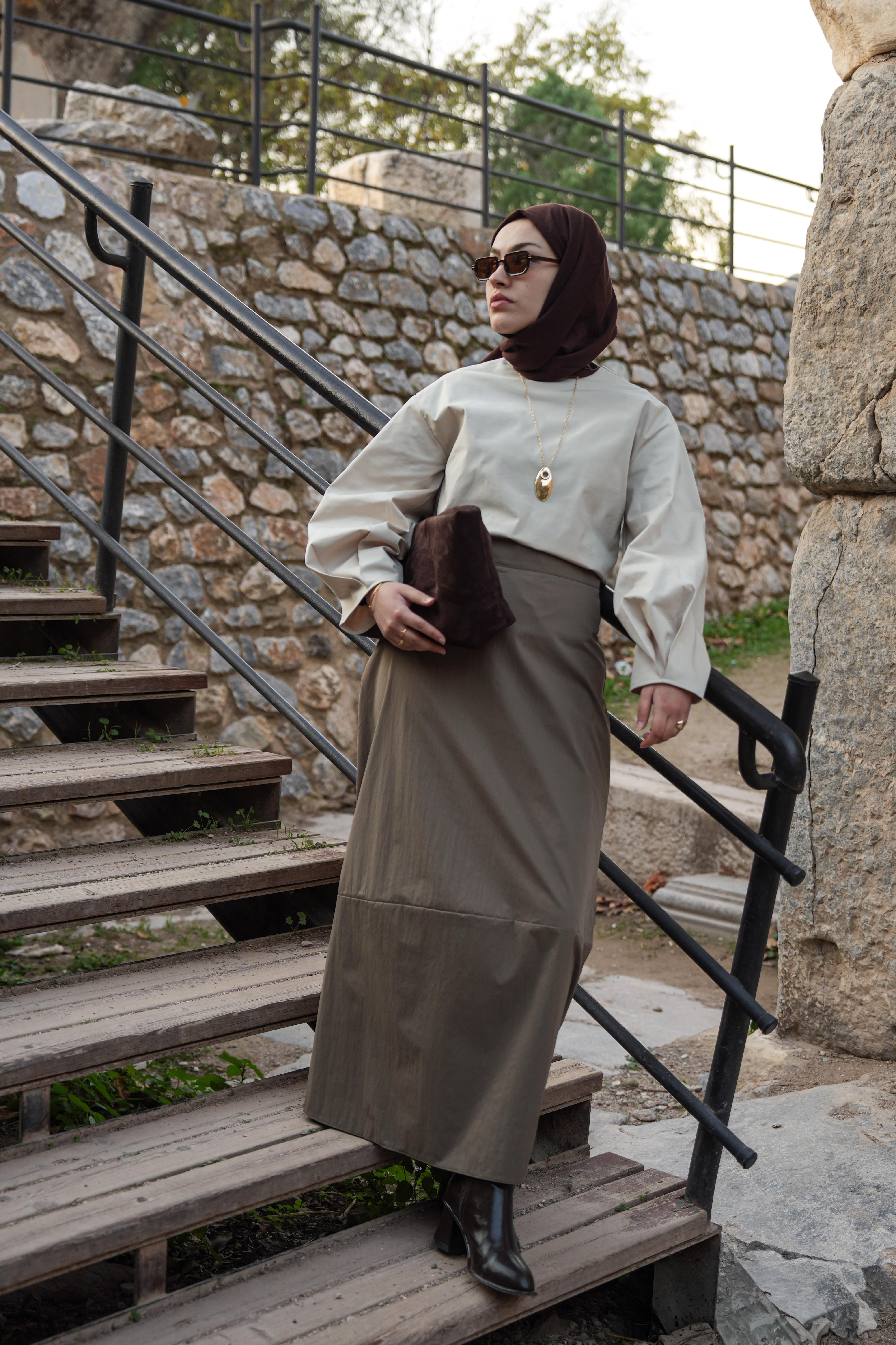 Basıc Etek Açık Haki