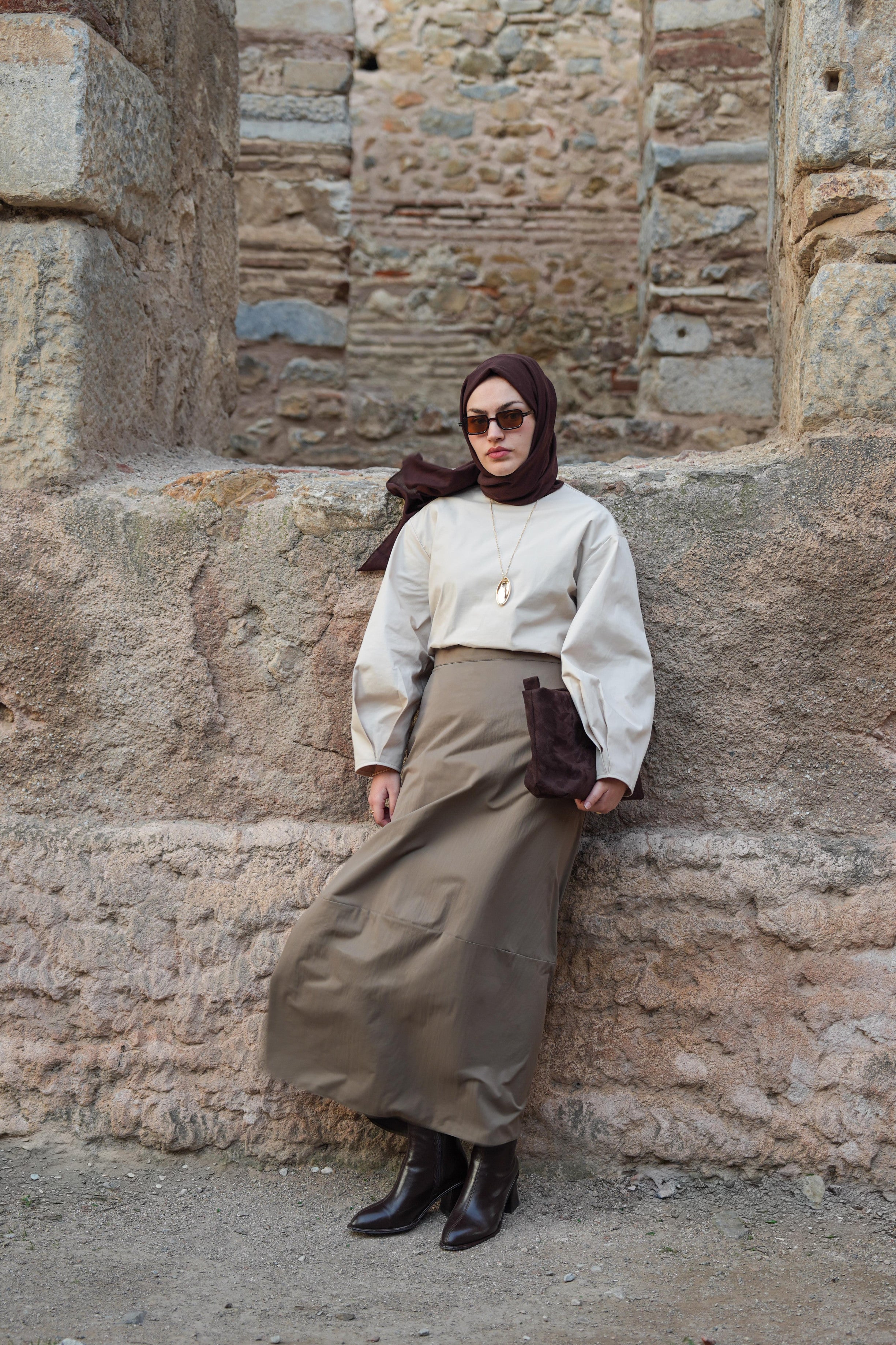 Basıc Etek Açık Haki