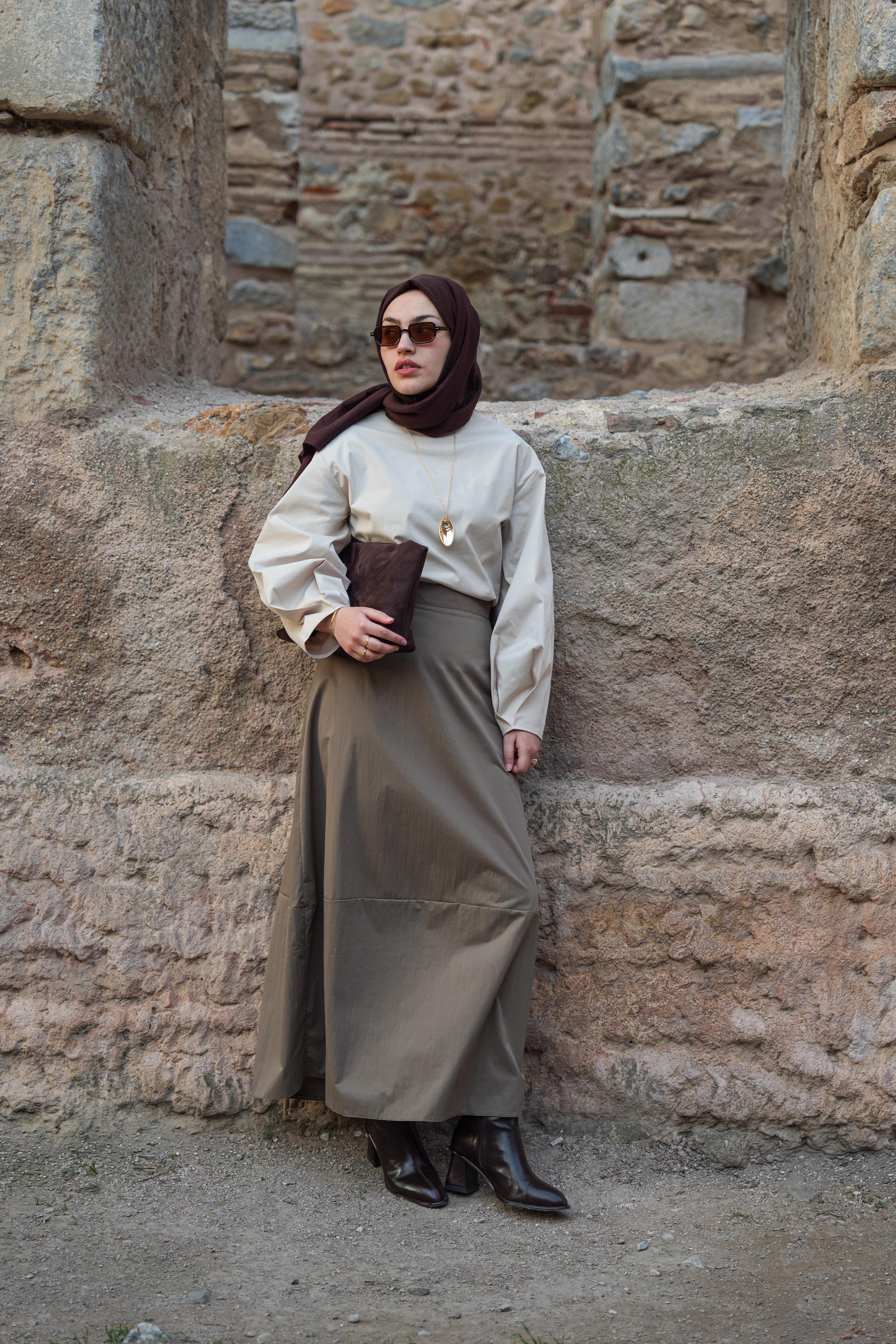 Basıc Paraşüt Etek Açık Haki