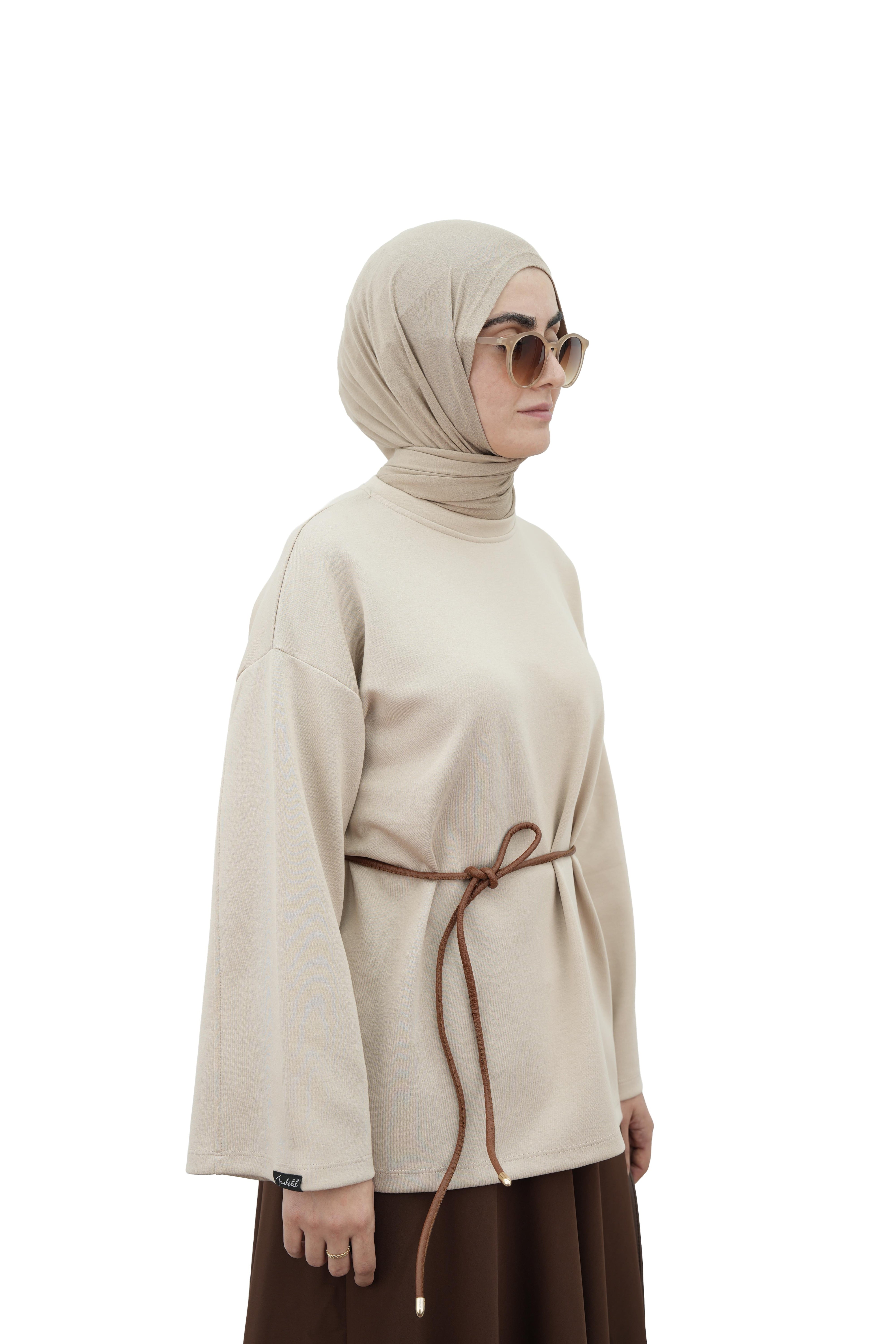 Modal Basıc Sweatshirt Bej