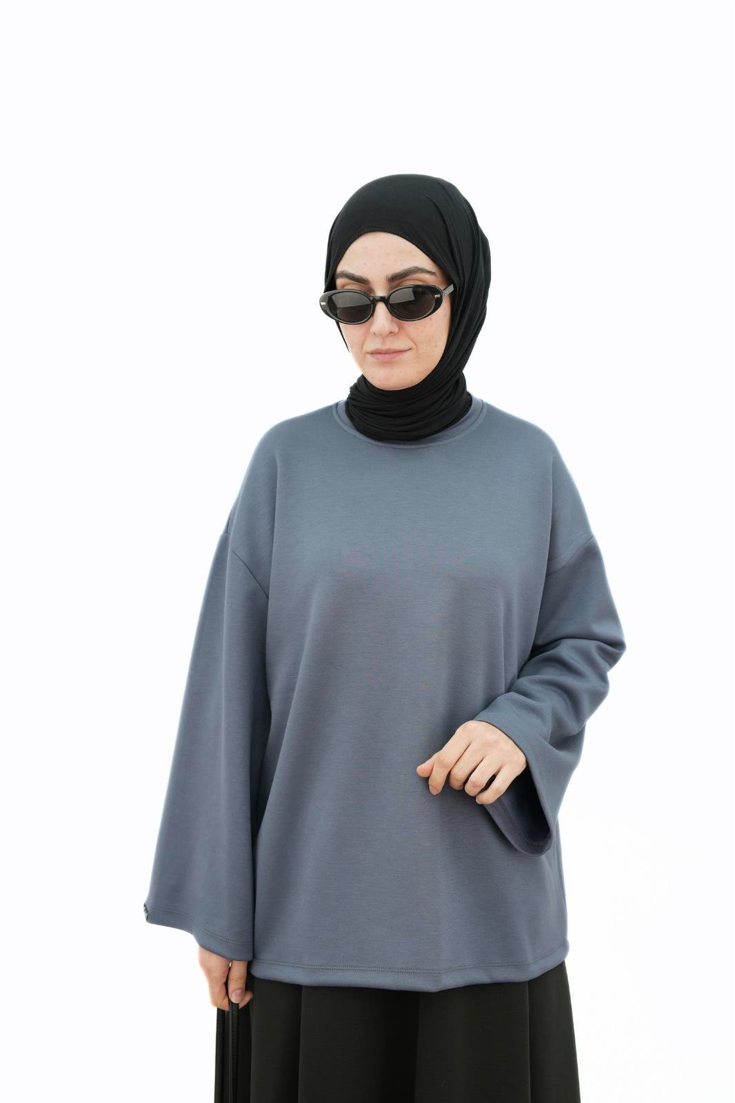 Modal Basıc Sweatshirt İNDİGO