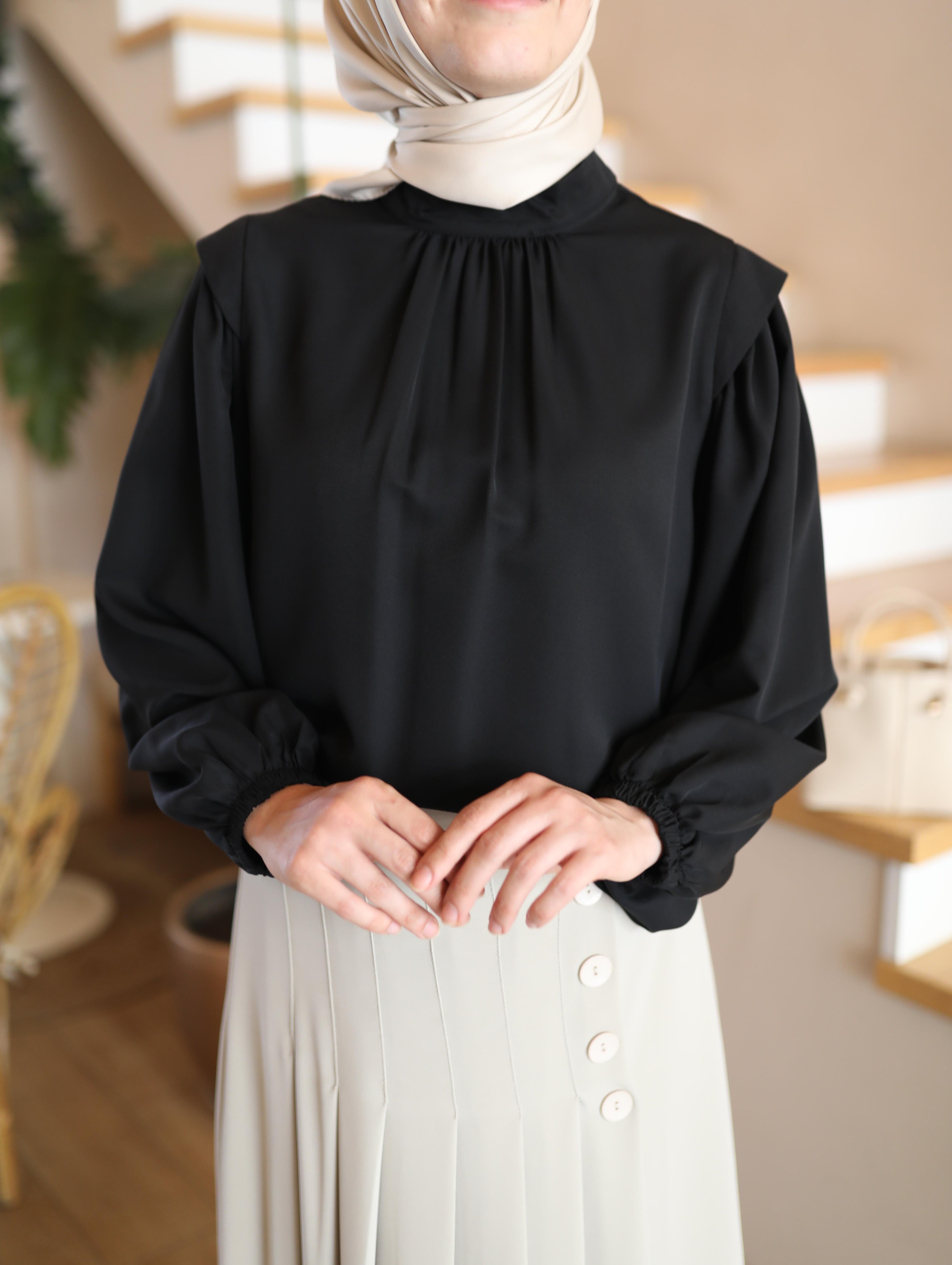 Büzgü Detaylı Gömlek SİYAH