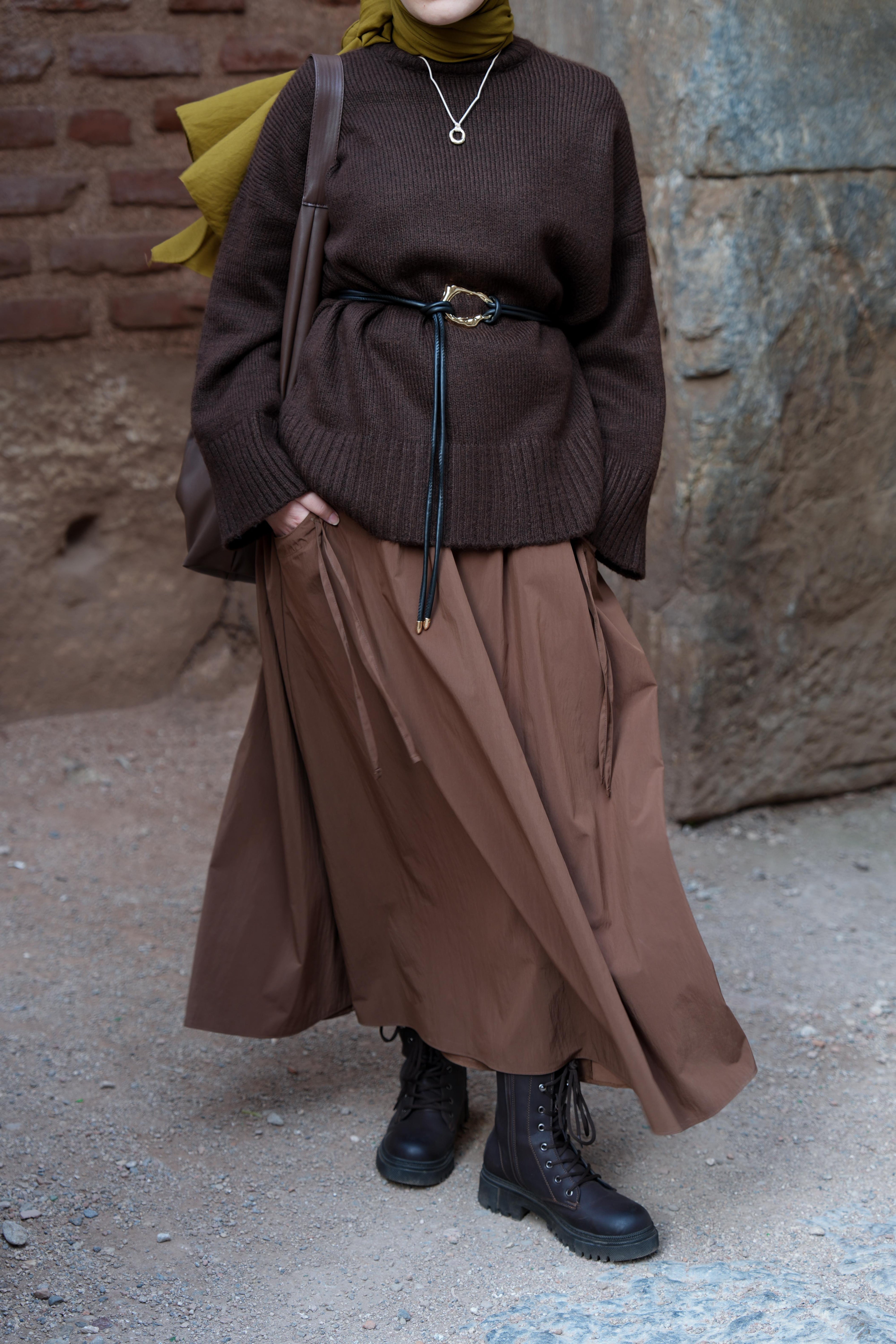 Cep Tünelli Etek KAHVERENGİ