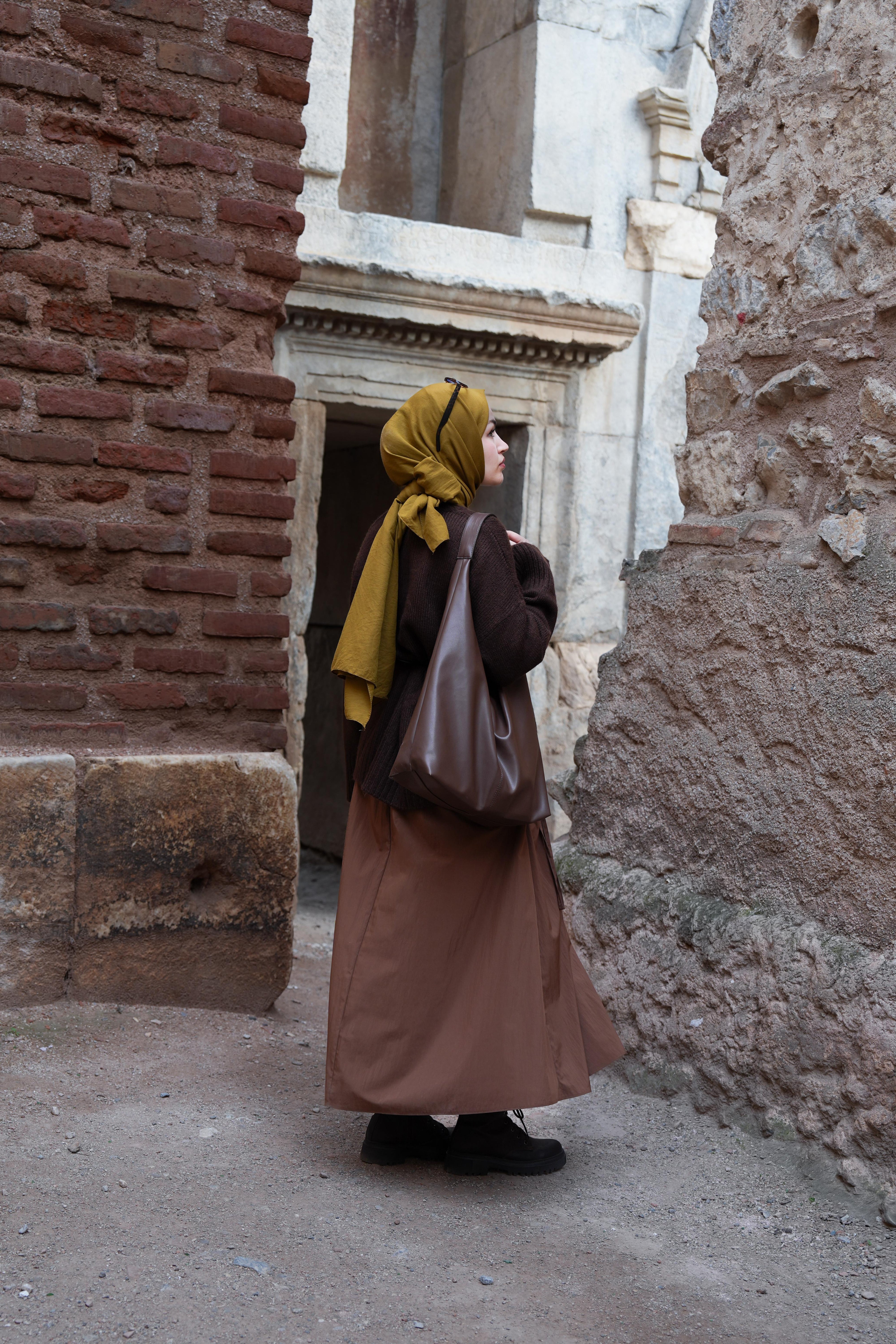 Cep Tünelli Paraşüt Etek Kahverengi