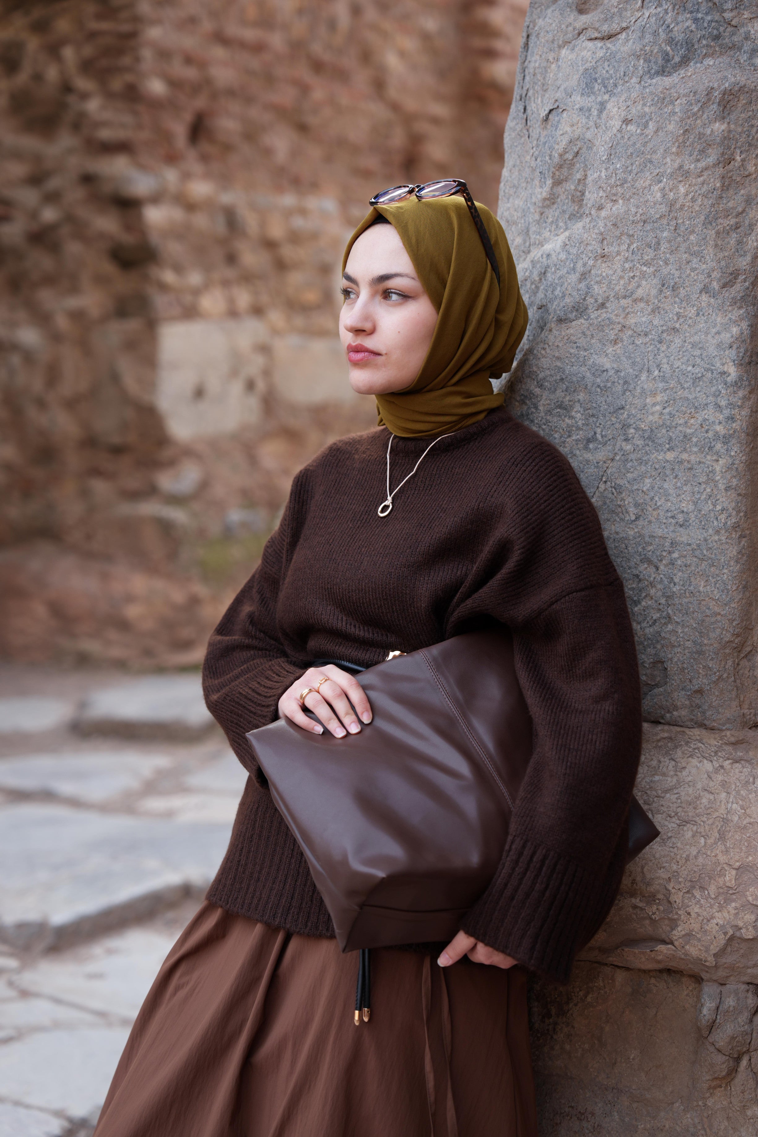 Cep Tünelli Etek KAHVERENGİ