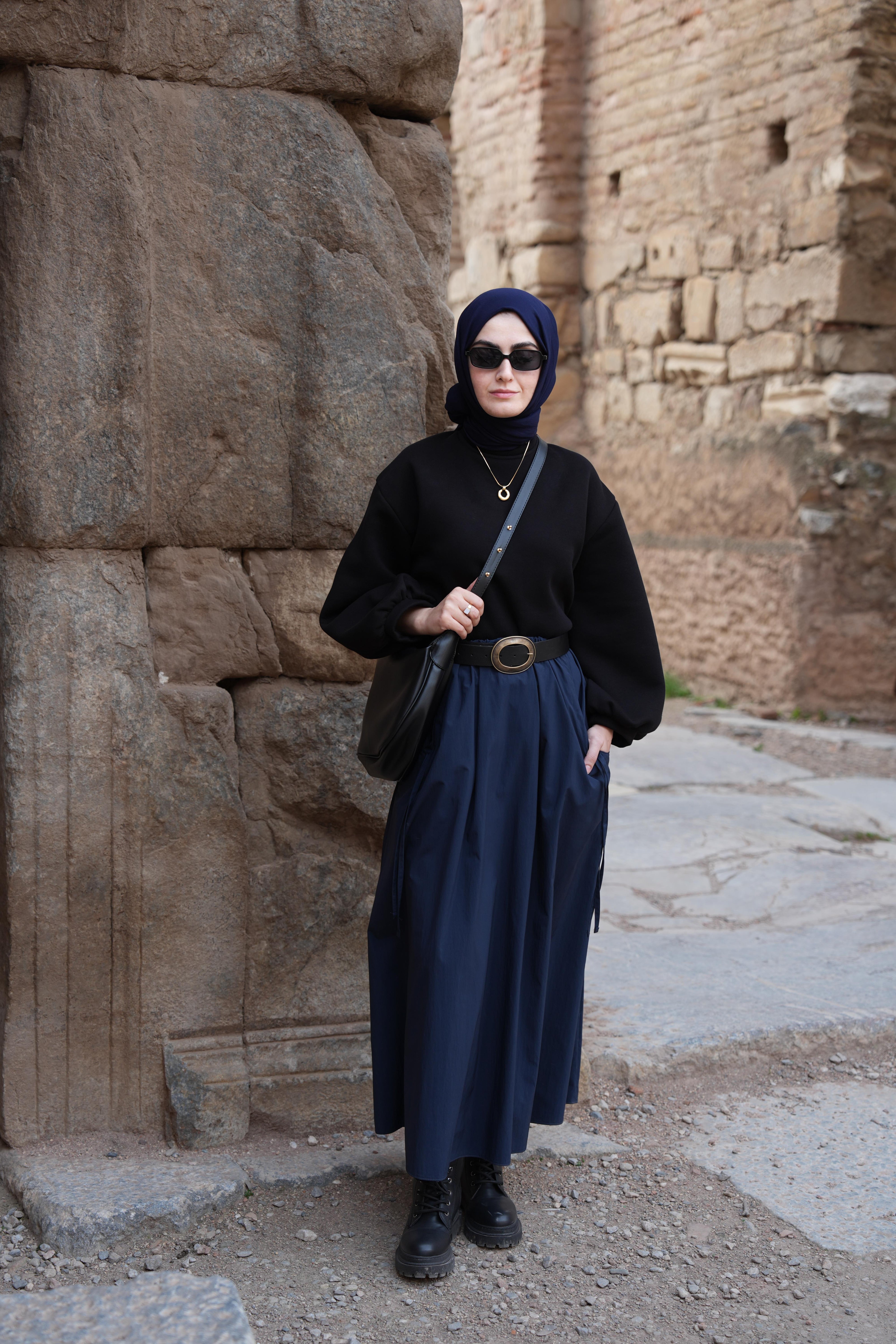 Cep Tünelli Paraşüt Etek Lacivert