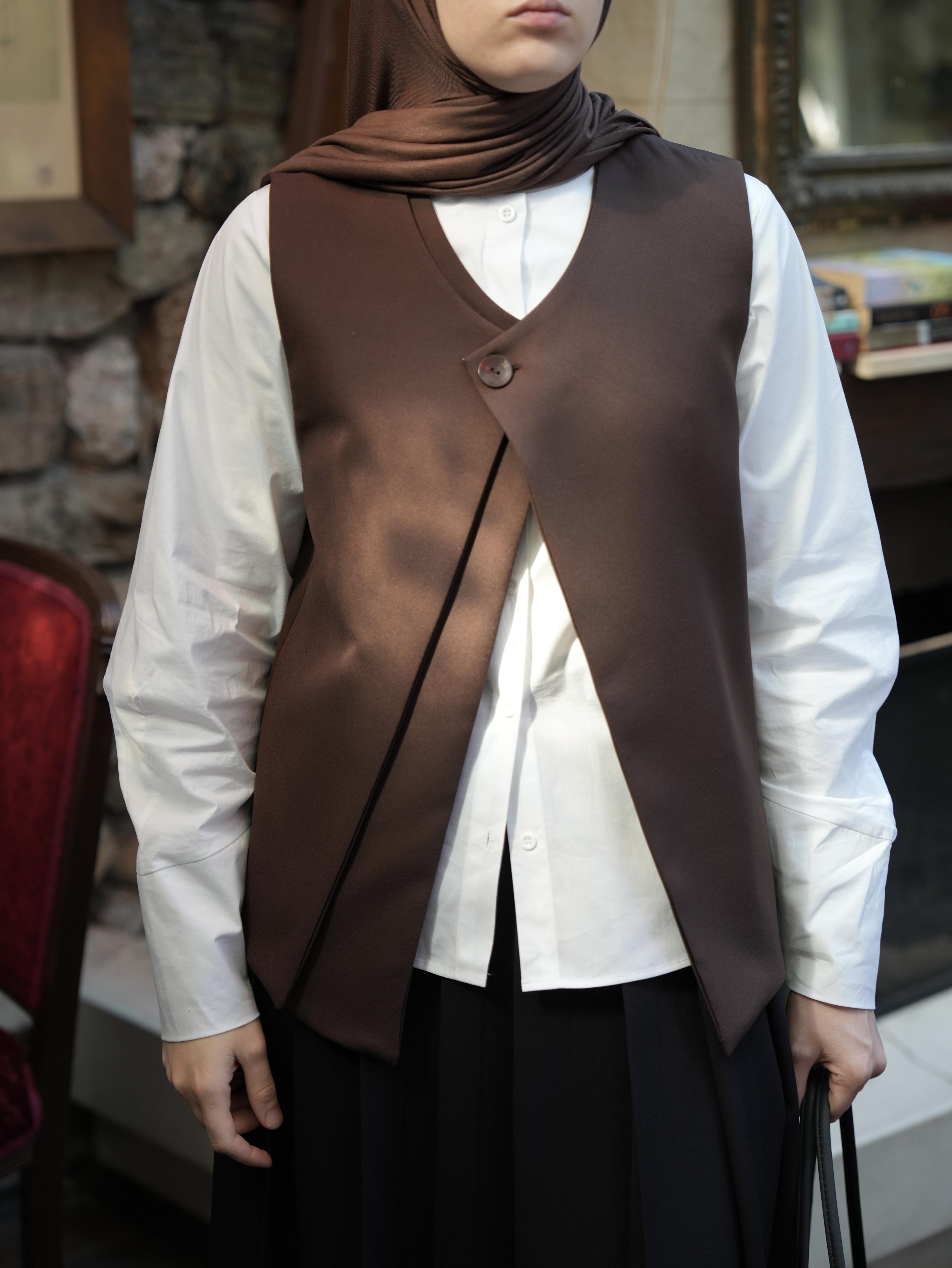 Çift Kat Yelek KAHVERENGİ