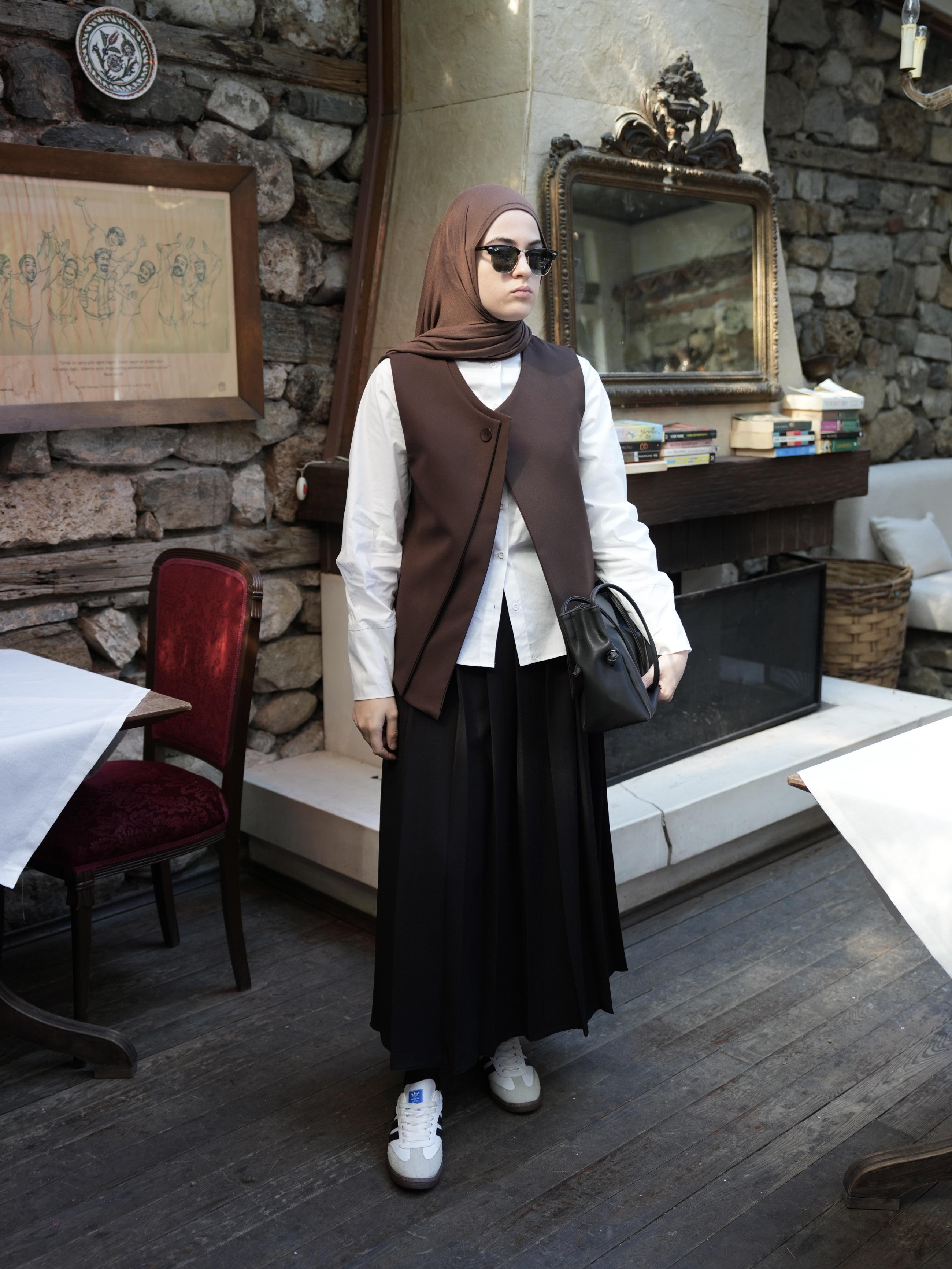 Çift Kat Yelek KAHVERENGİ