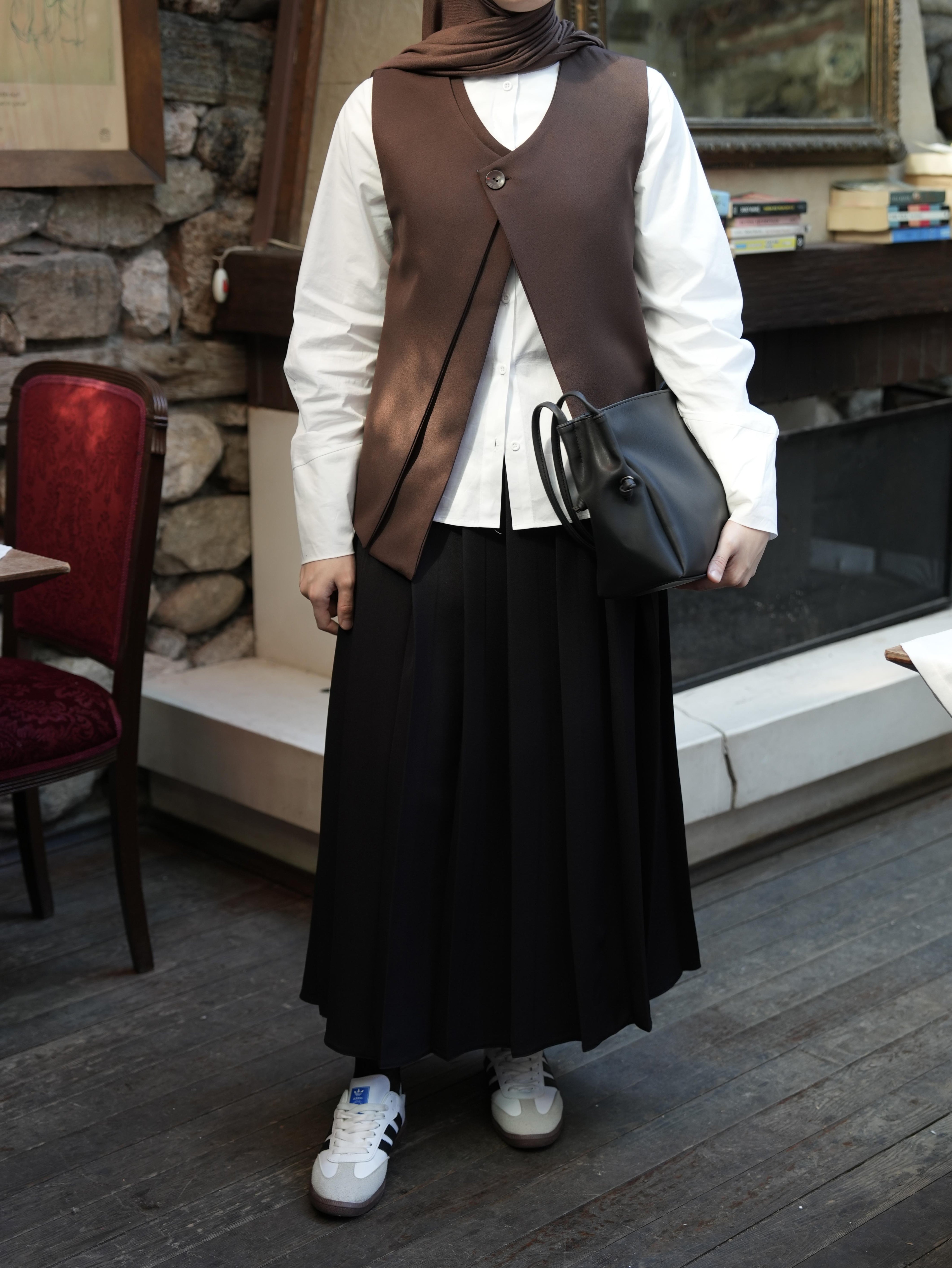 Çift Kat Yelek KAHVERENGİ