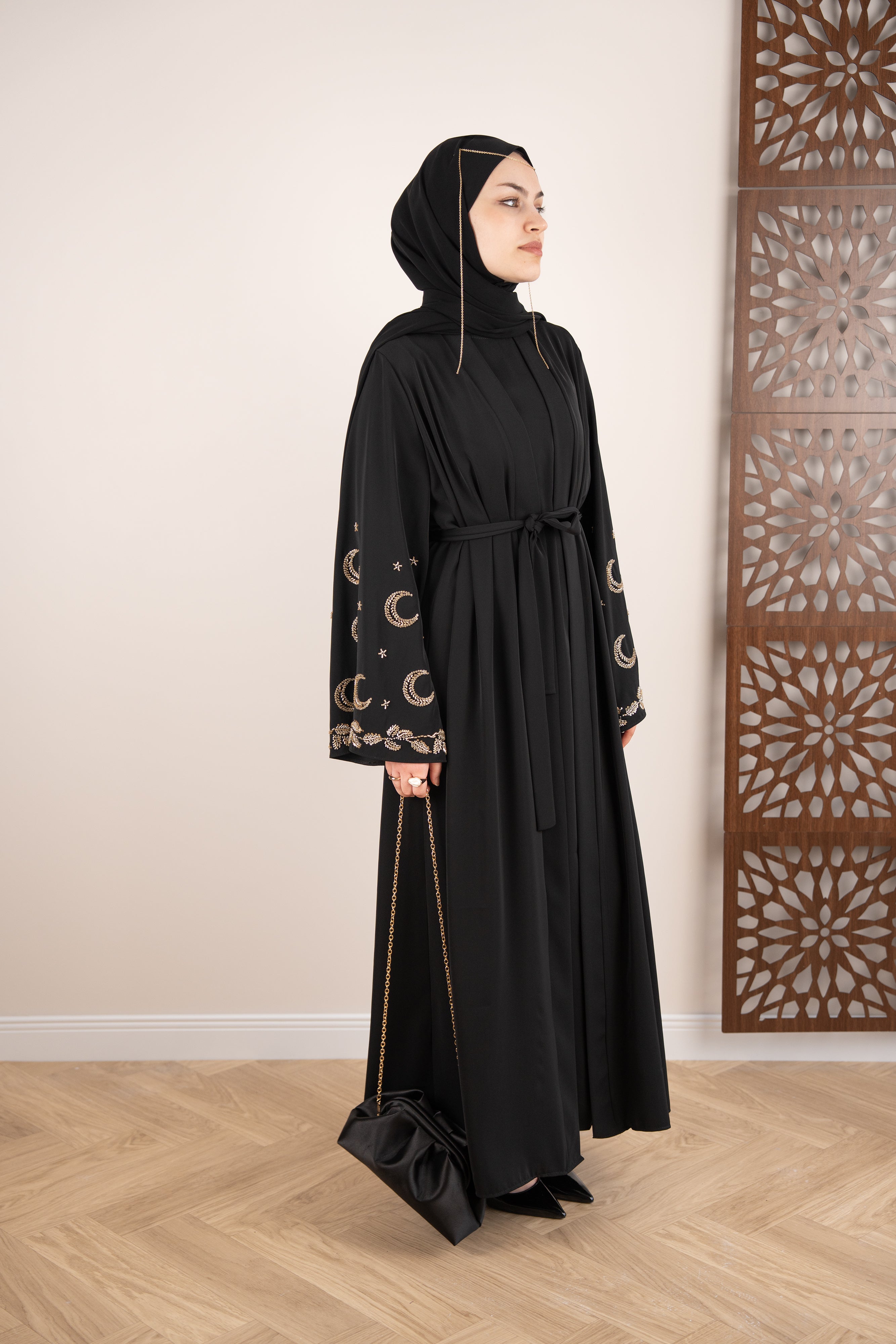 Moon Abaya Takım SİYAH