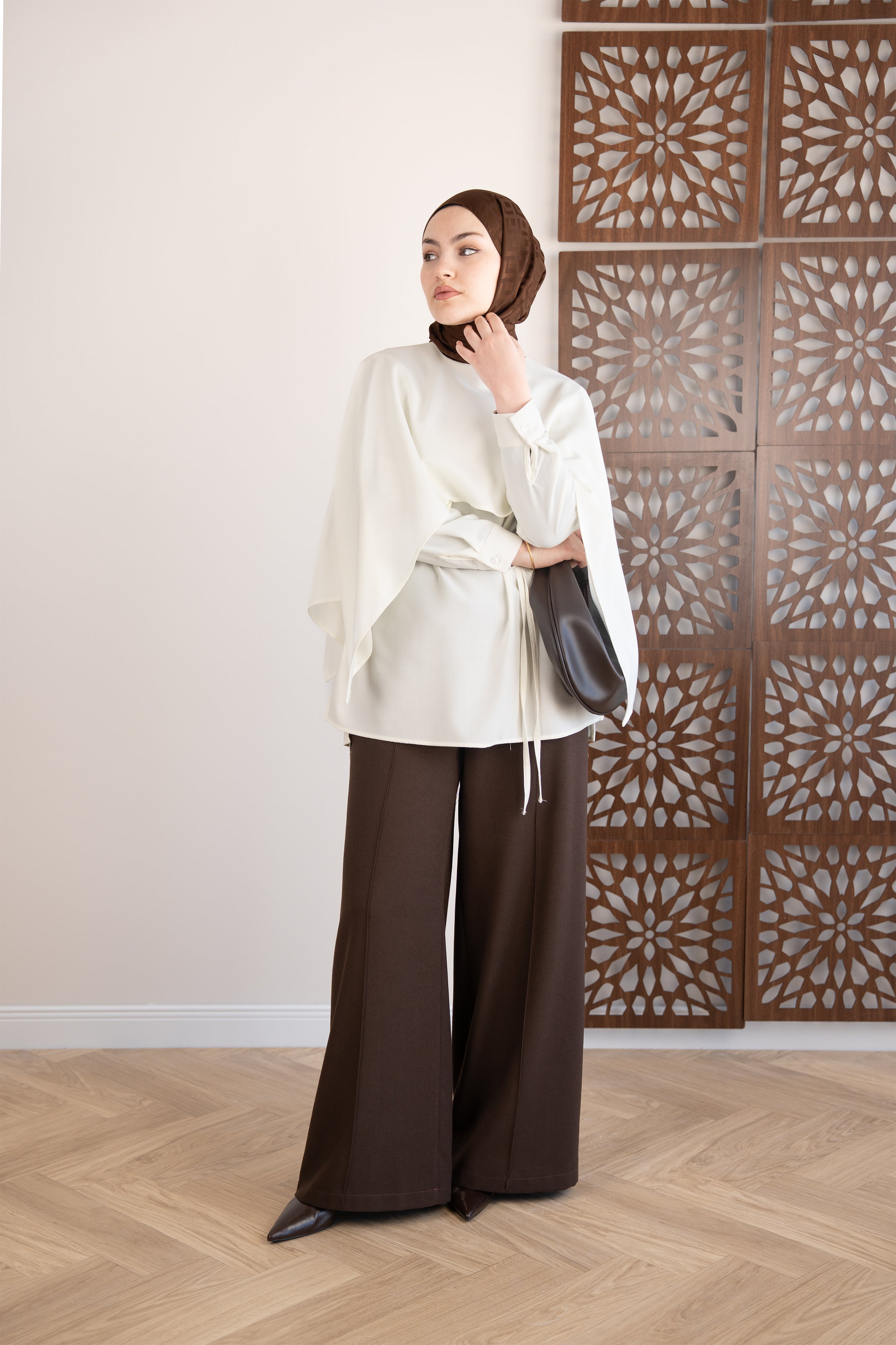 Dikiş Detaylı Palazzo Pantolon KAHVERENGİ