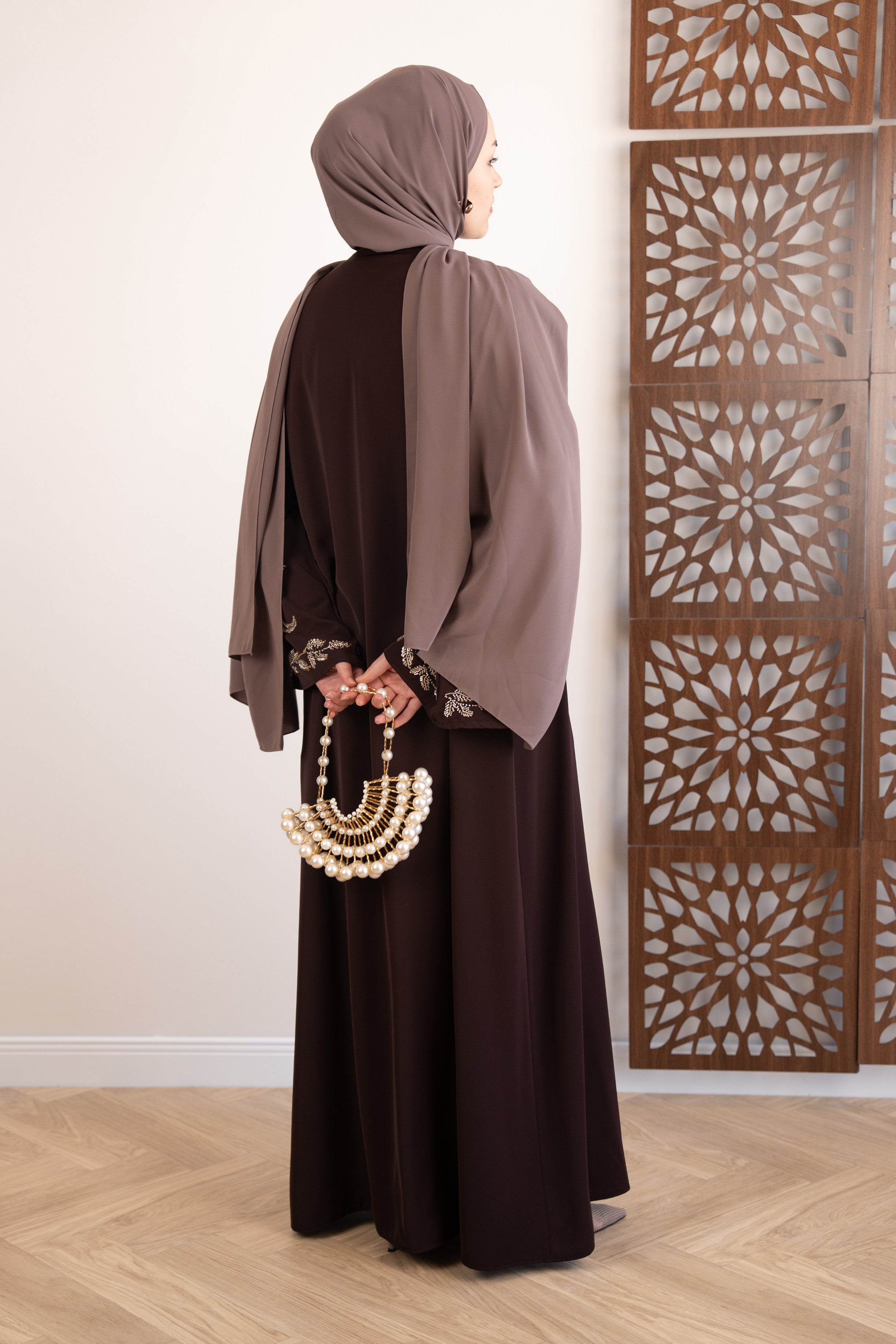 Moon Abaya Takım KAHVERENGİ