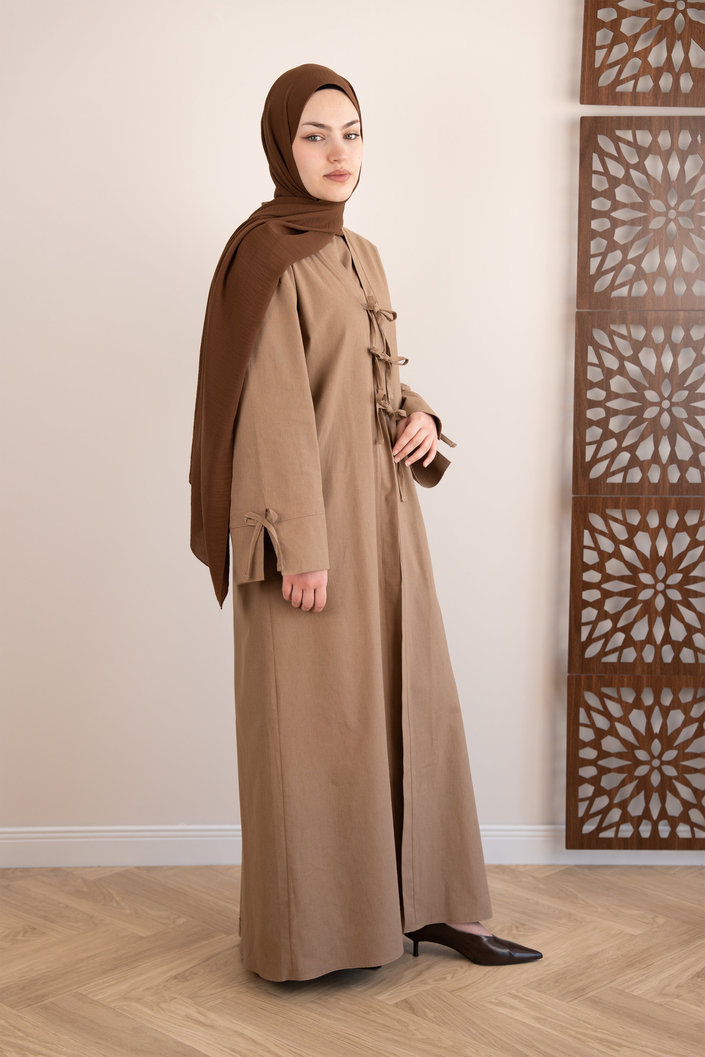 Keten Kimono İkili Takım Sütlü Kahve